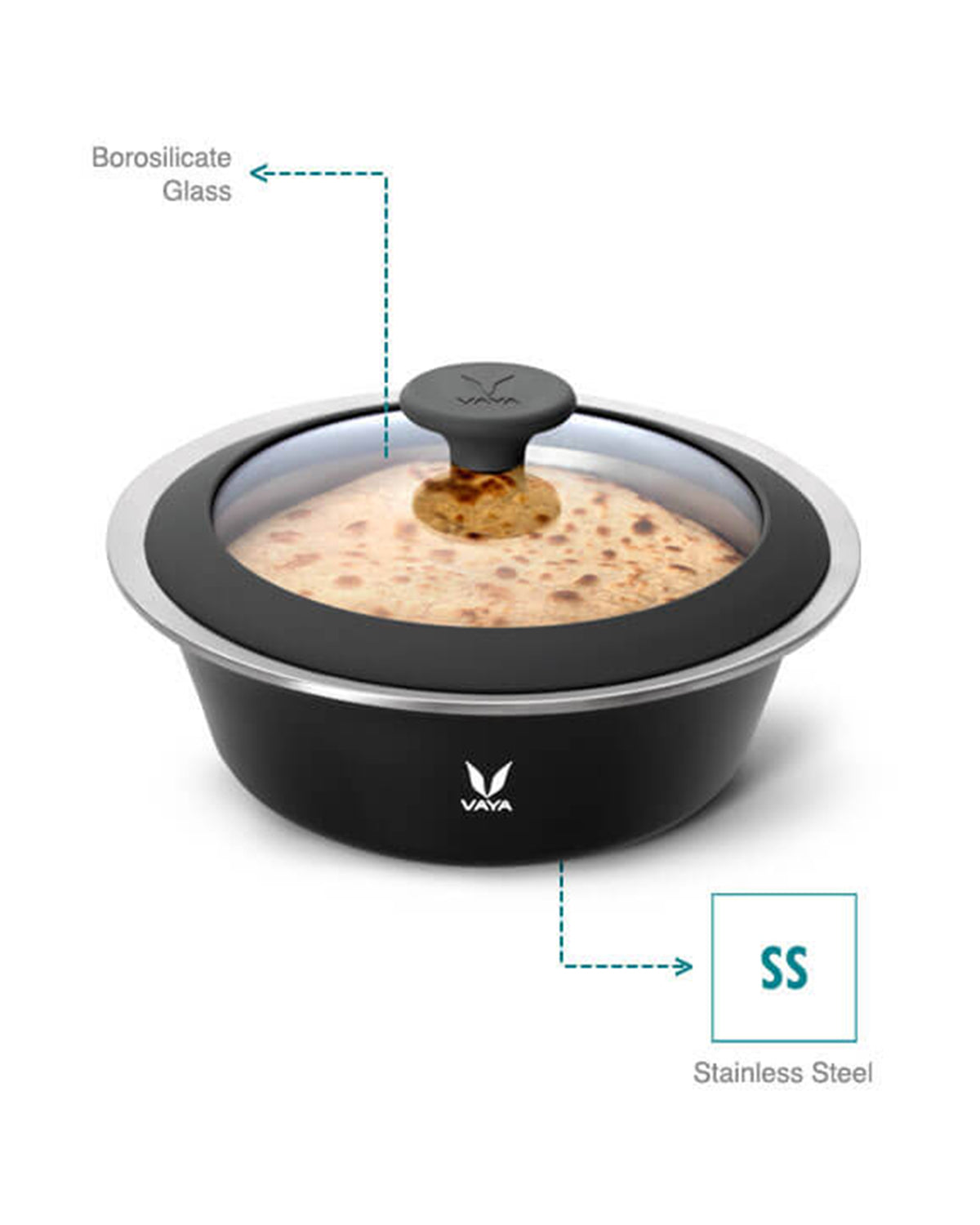 Vaya Hautecase - 50.7 Fl.oz - Sable Black - With Glass Lid