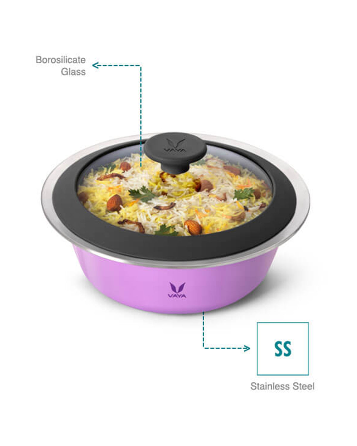 Vaya Hautecase - 50.7 Fl.oz - Iris Purple - With Glass Lid