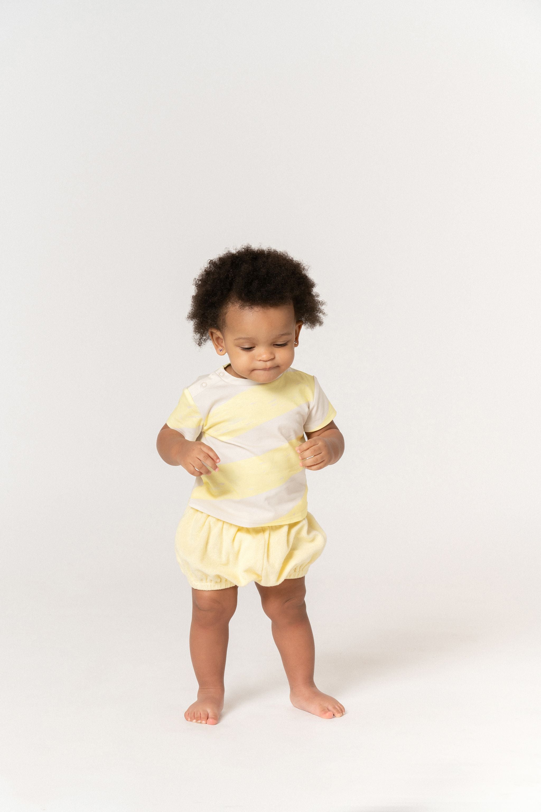Baby Boxy T-shirt With Stripes | Yellow