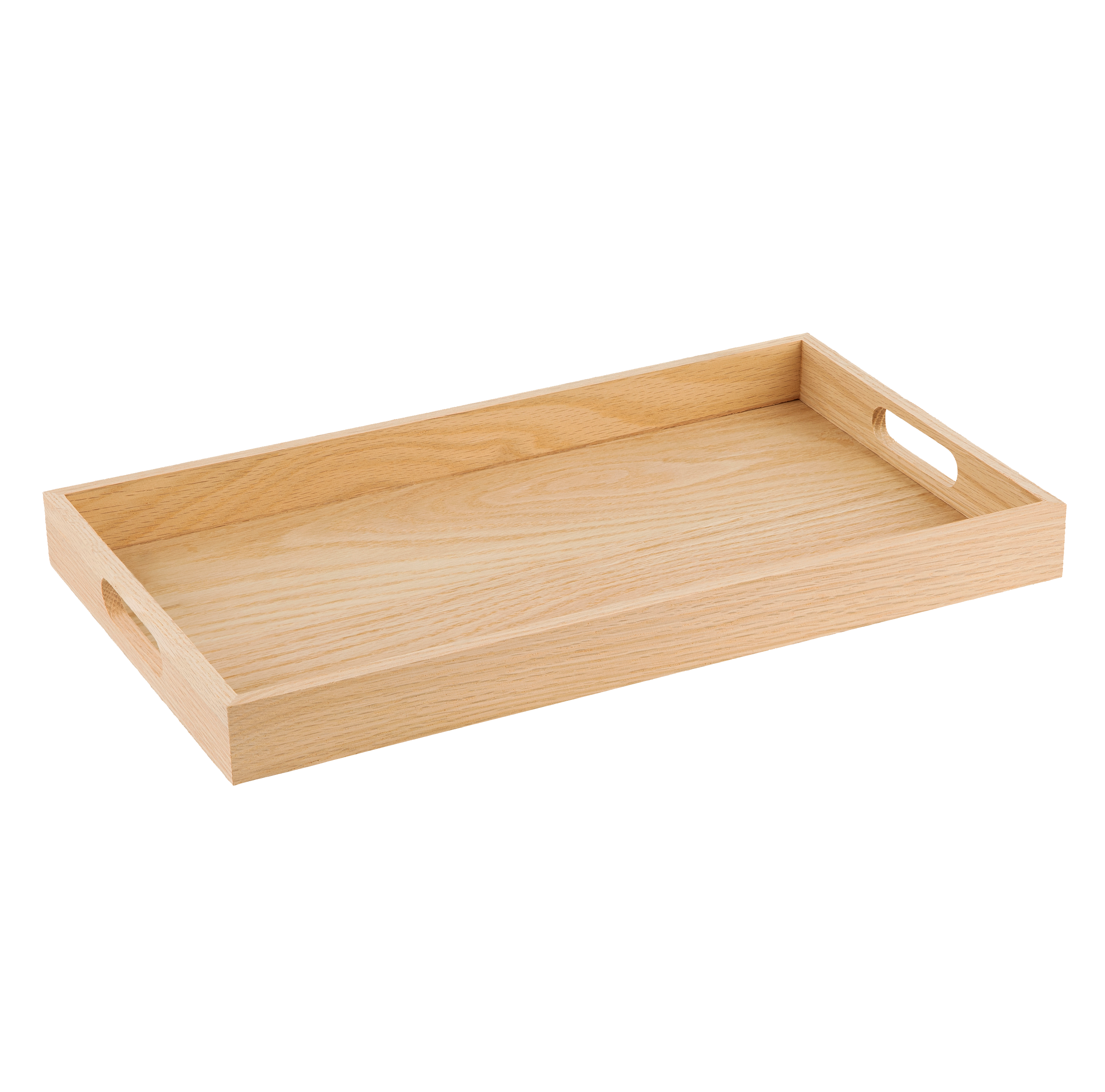 Oak Wood Nested Serving Trays Five Piece Set Of Rectangular Quality Wooden Trays With Cut Out Handles
