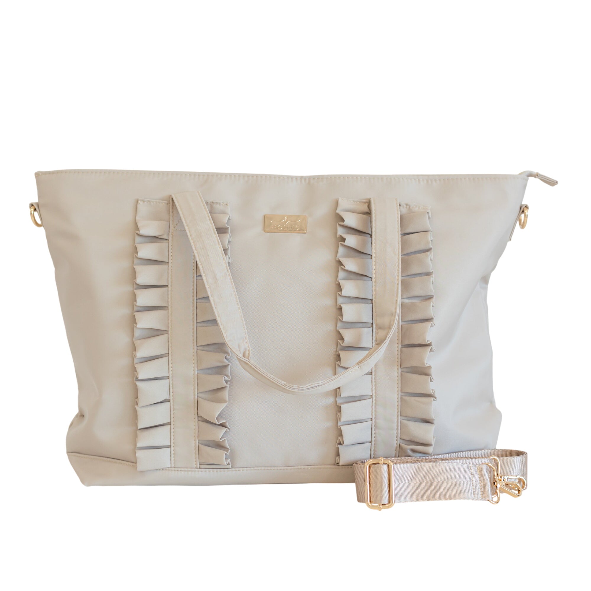 Ruffled Nylon Tote Bag