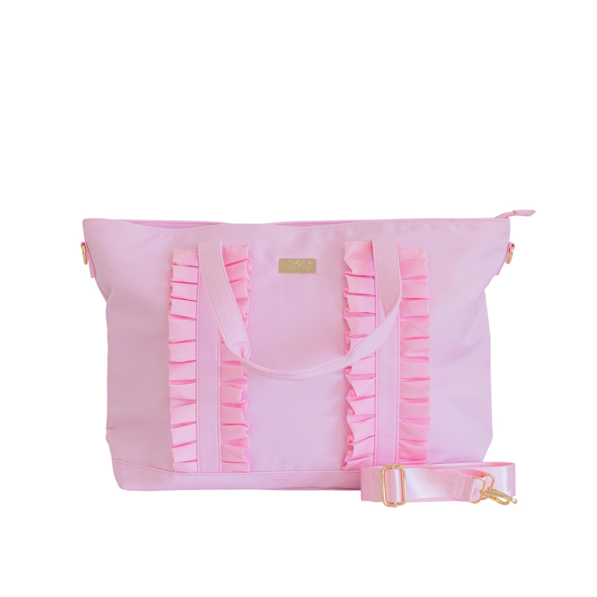 Ruffled Nylon Tote Bag