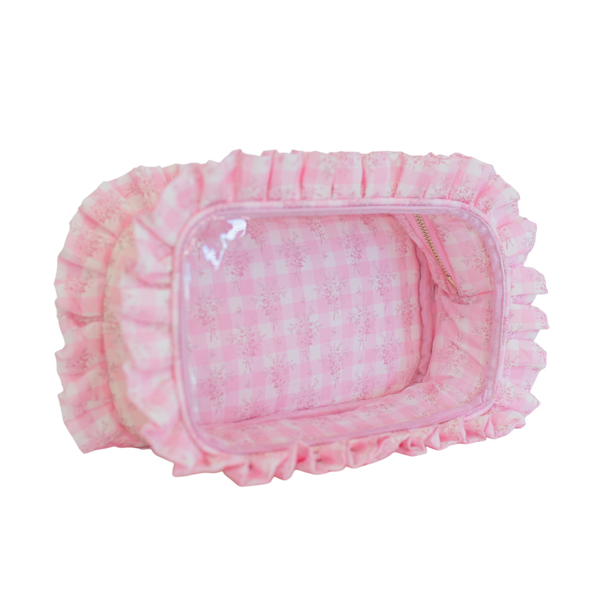Ruffled Nylon Large Clear Pouch