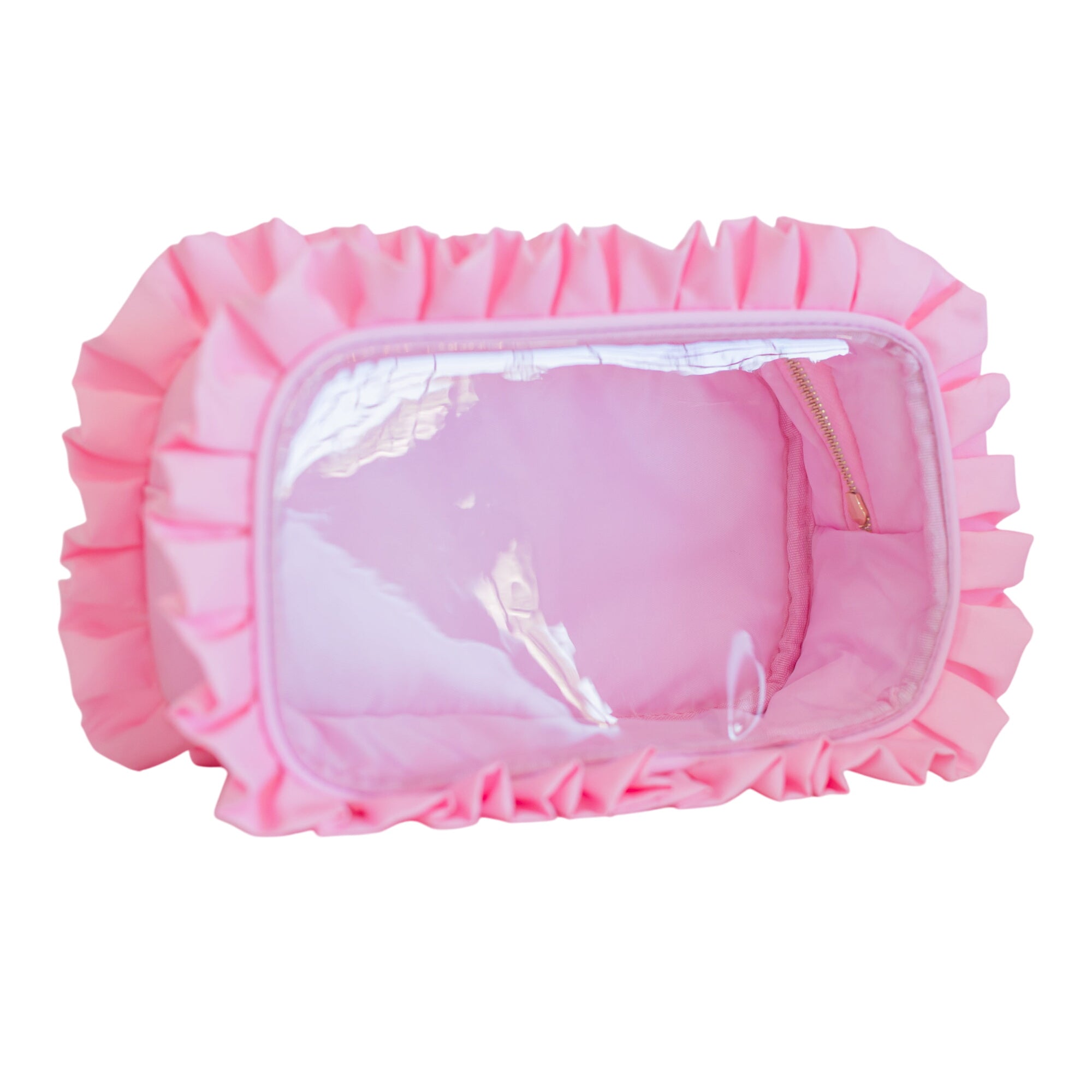 Ruffled Nylon Large Clear Pouch