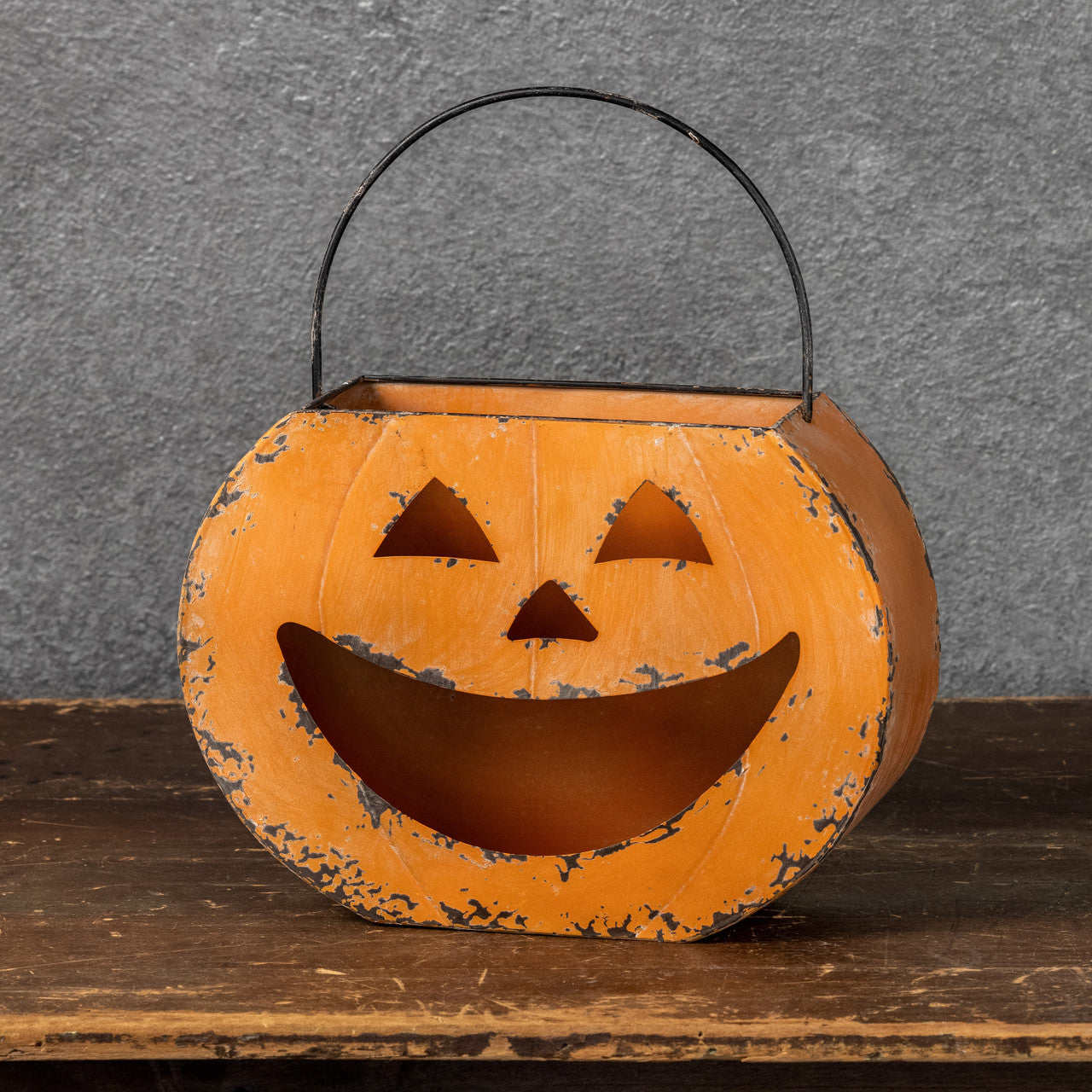 Happy Jack O Lantern Metal Bucket