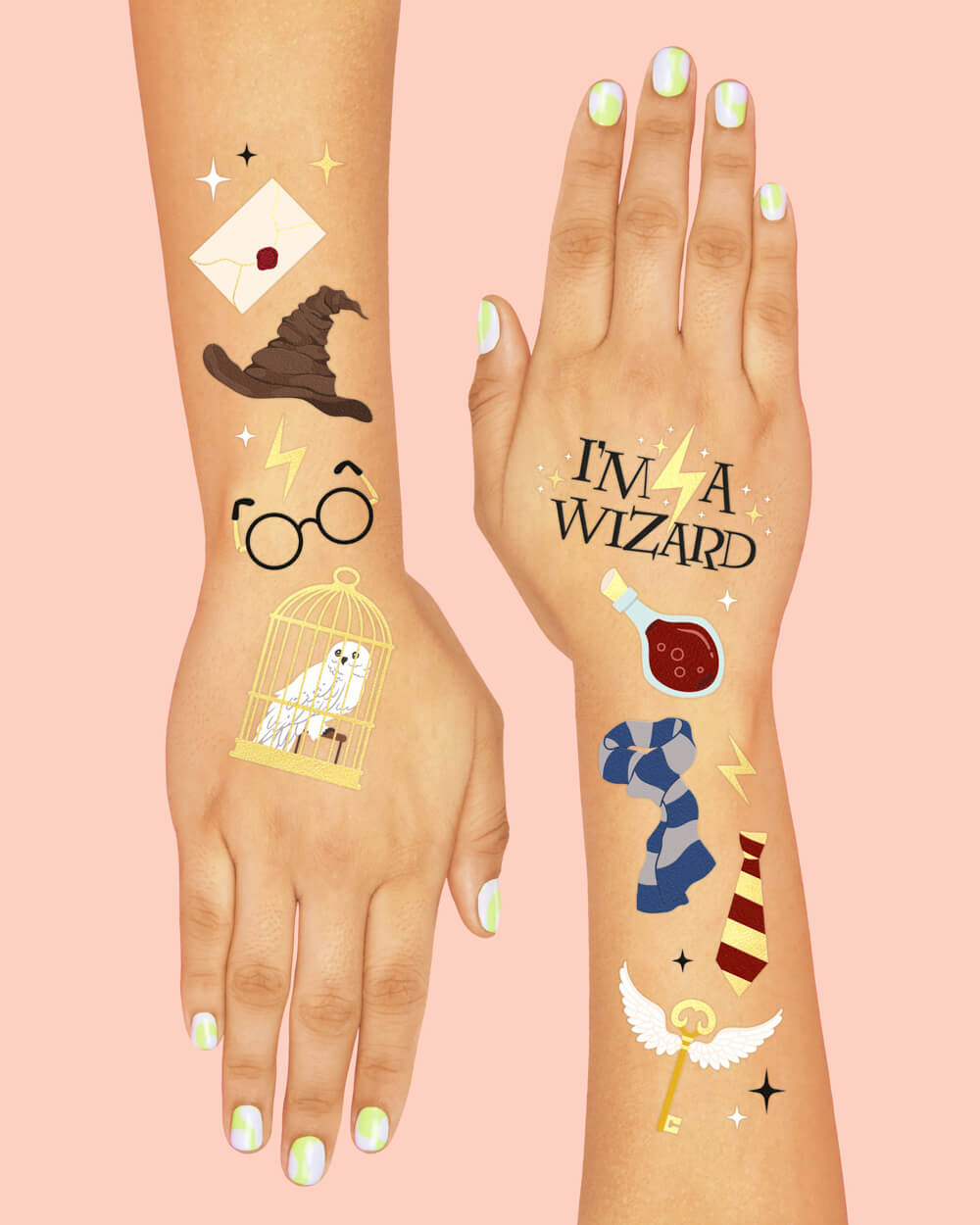 Wizard Tats - 56 Foil Temporary Tattoos