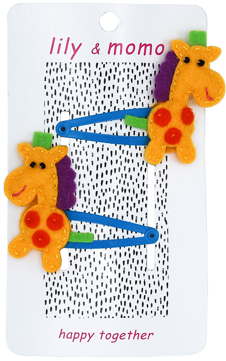 Happy Giraffes Hair Clip- Yellow And Orange