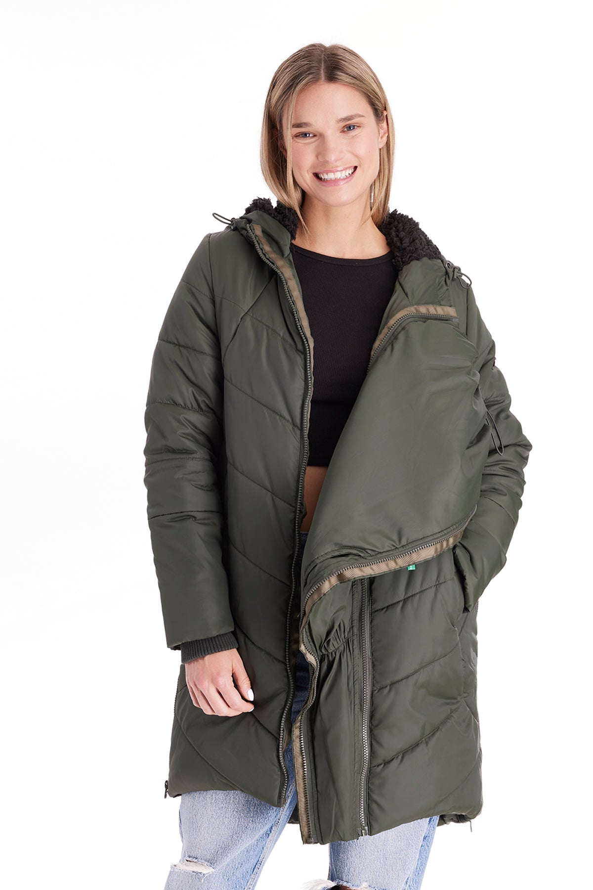 Harper 3 In 1 Maternity Coat Cocoon Mid Thigh