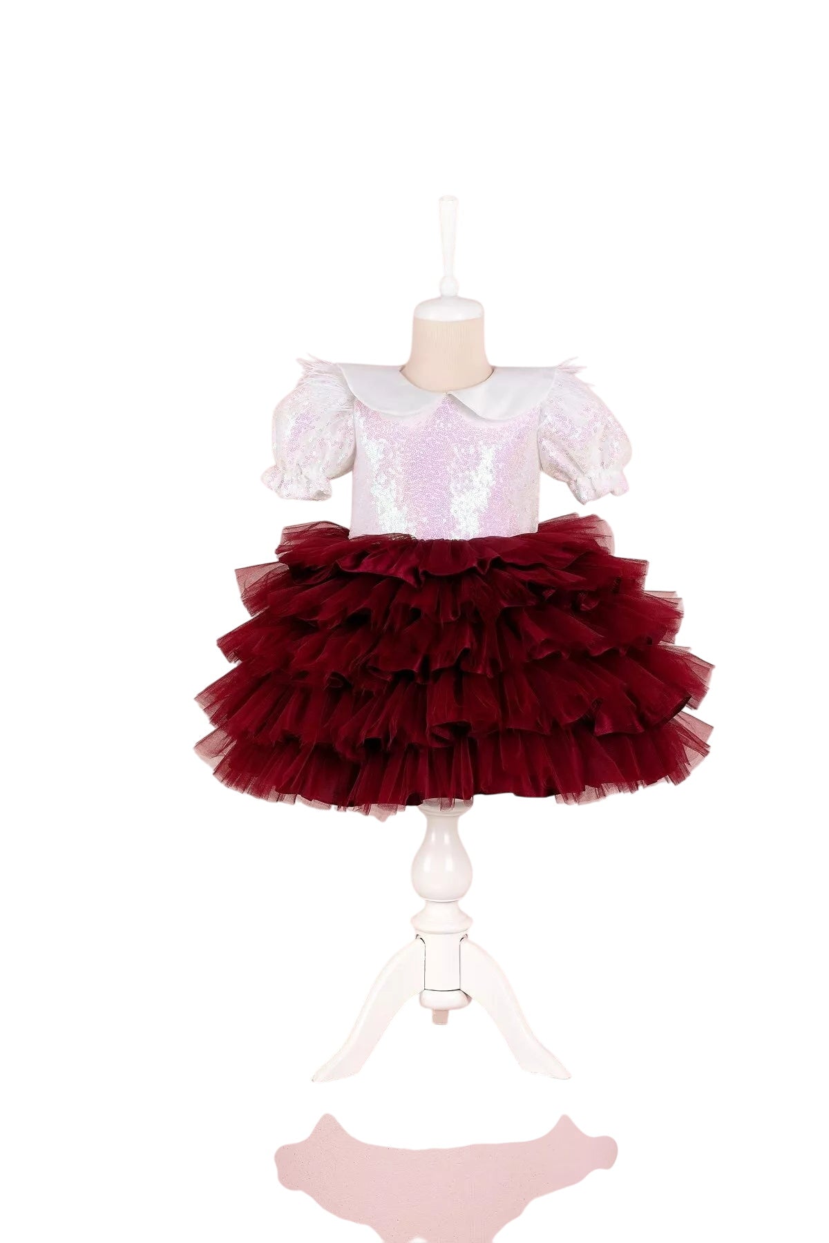 Helena White & Burgundy Party Dress