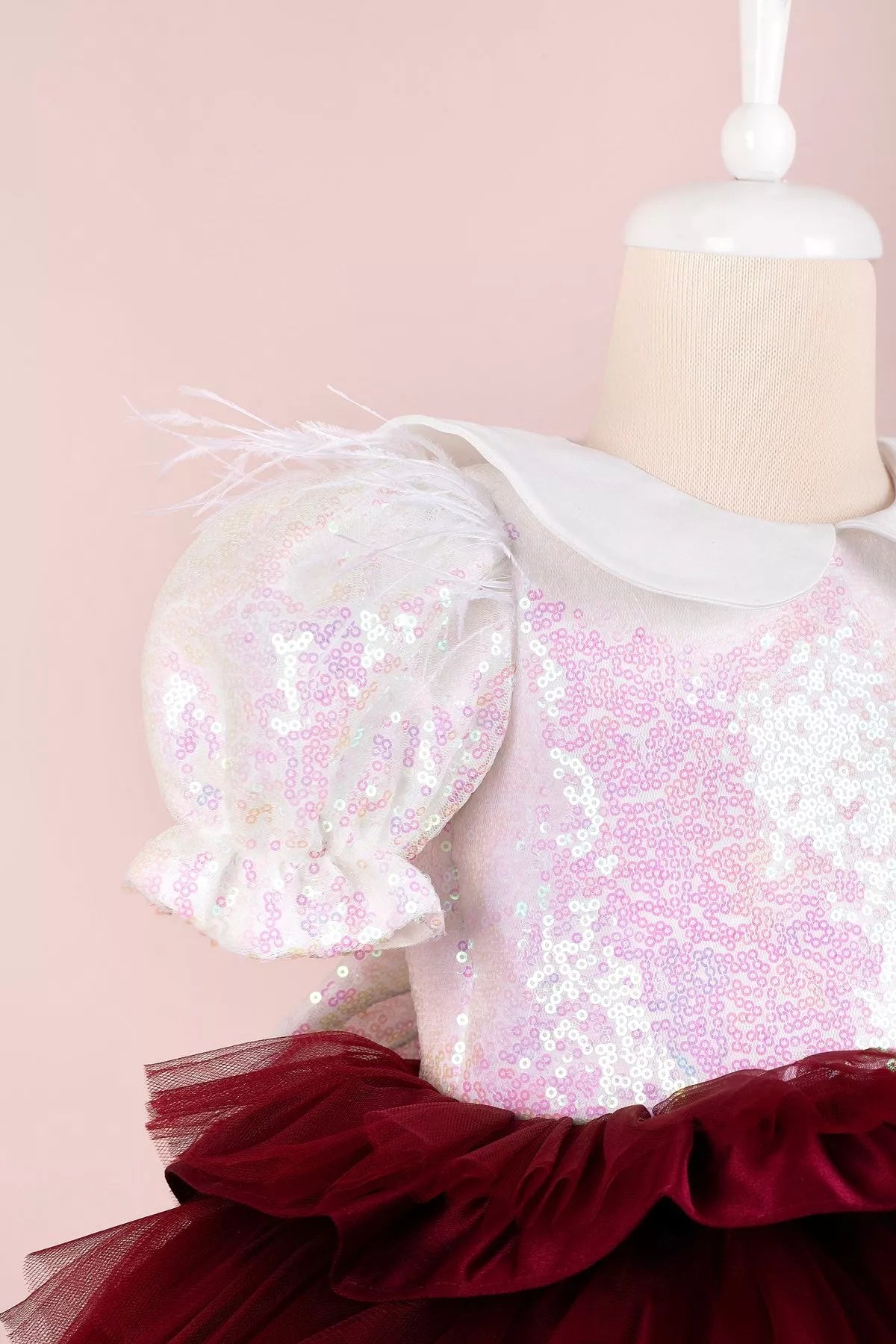 Helena White & Burgundy Party Dress