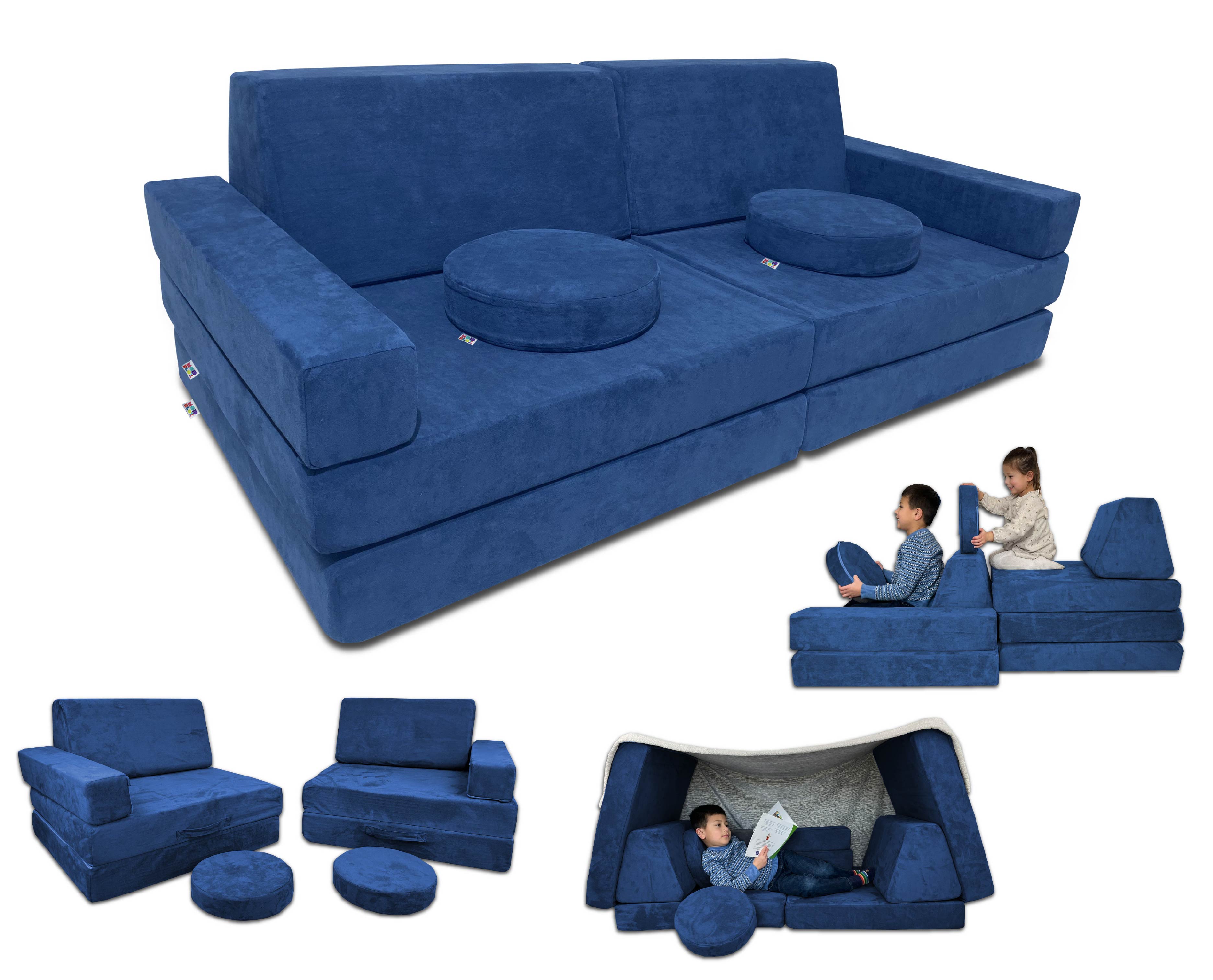 10 Piece Soft Modular Microsuede Foam Kids Play Couch