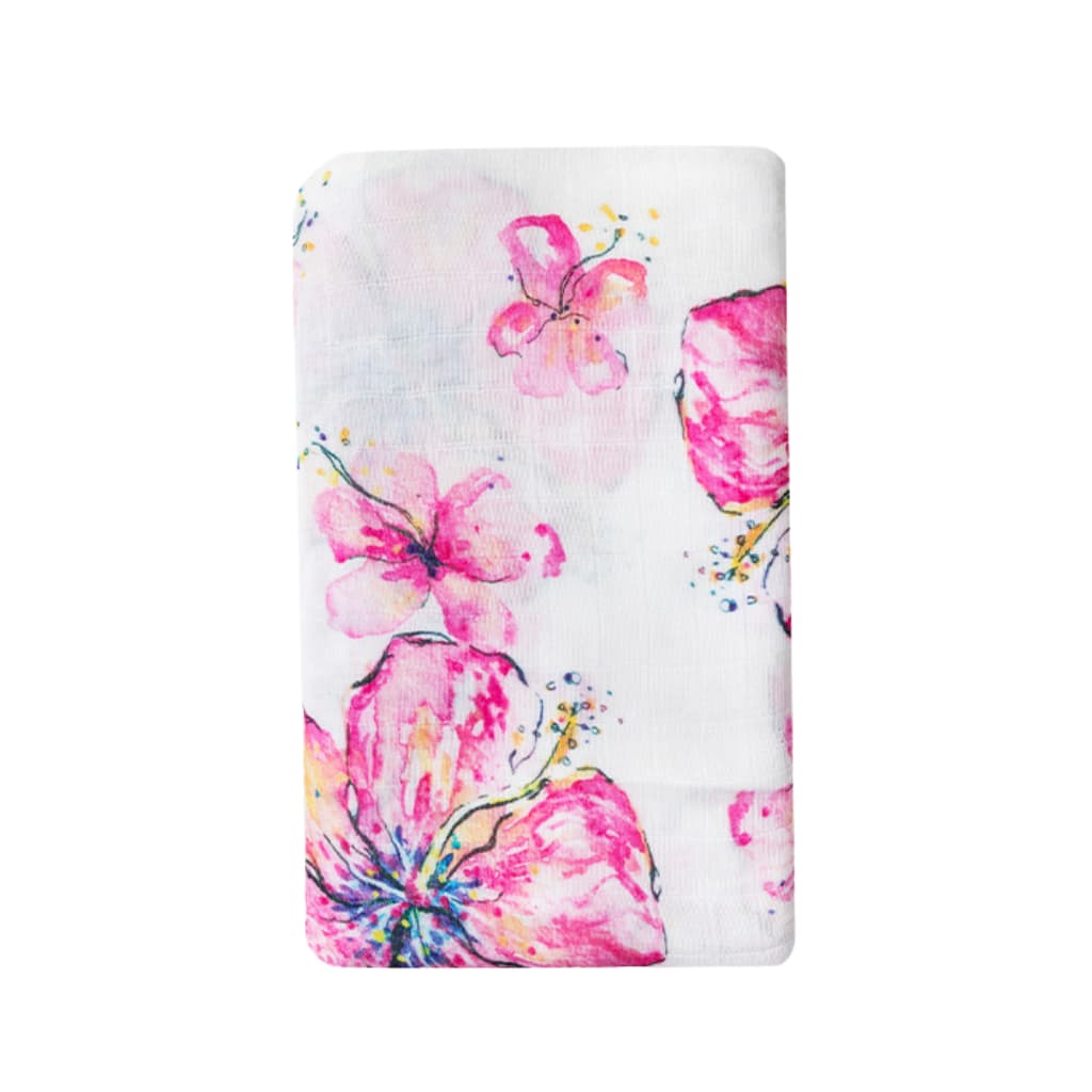 Hibiscus Kiss Muslin Swaddle Blanket