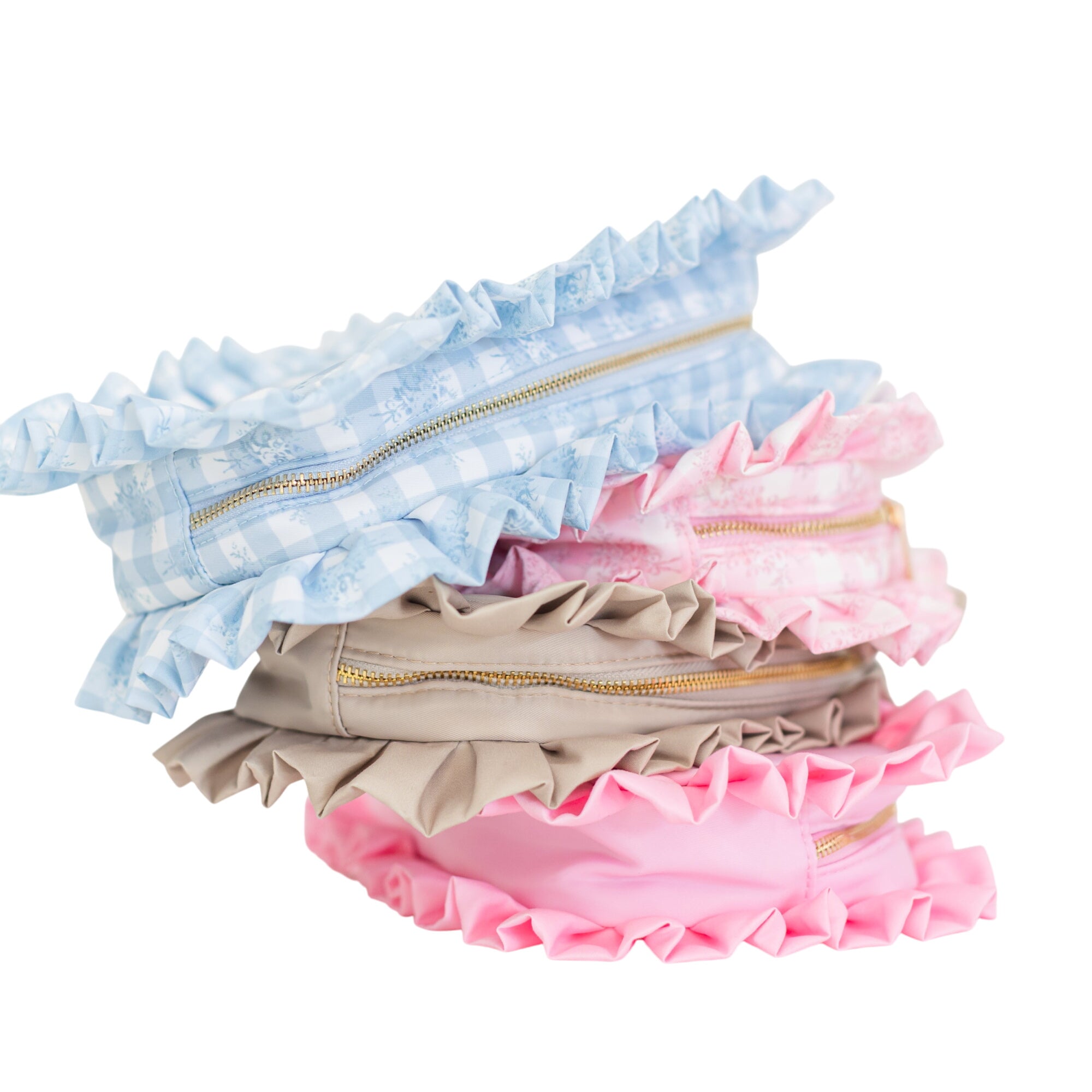 Ruffled Nylon Medium Pouch