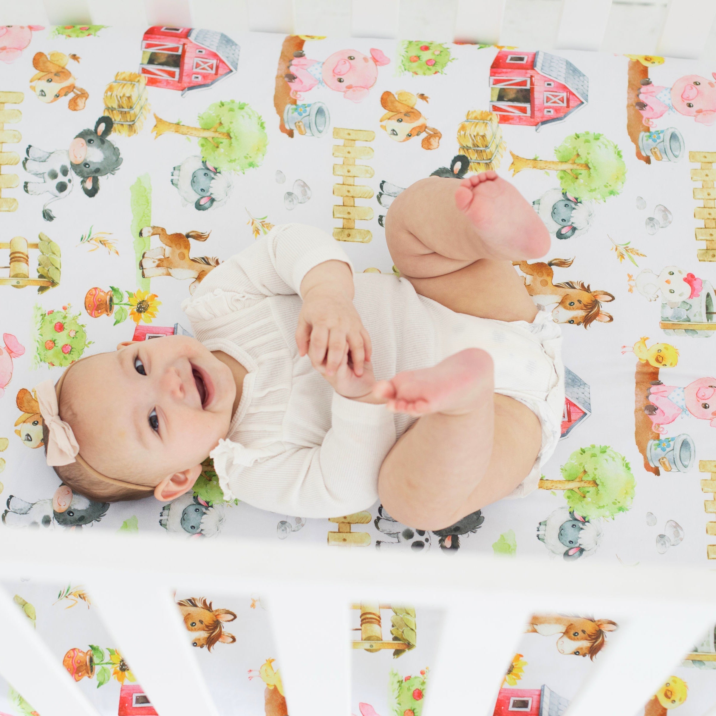 Farm Animals Fitted Crib Sheet