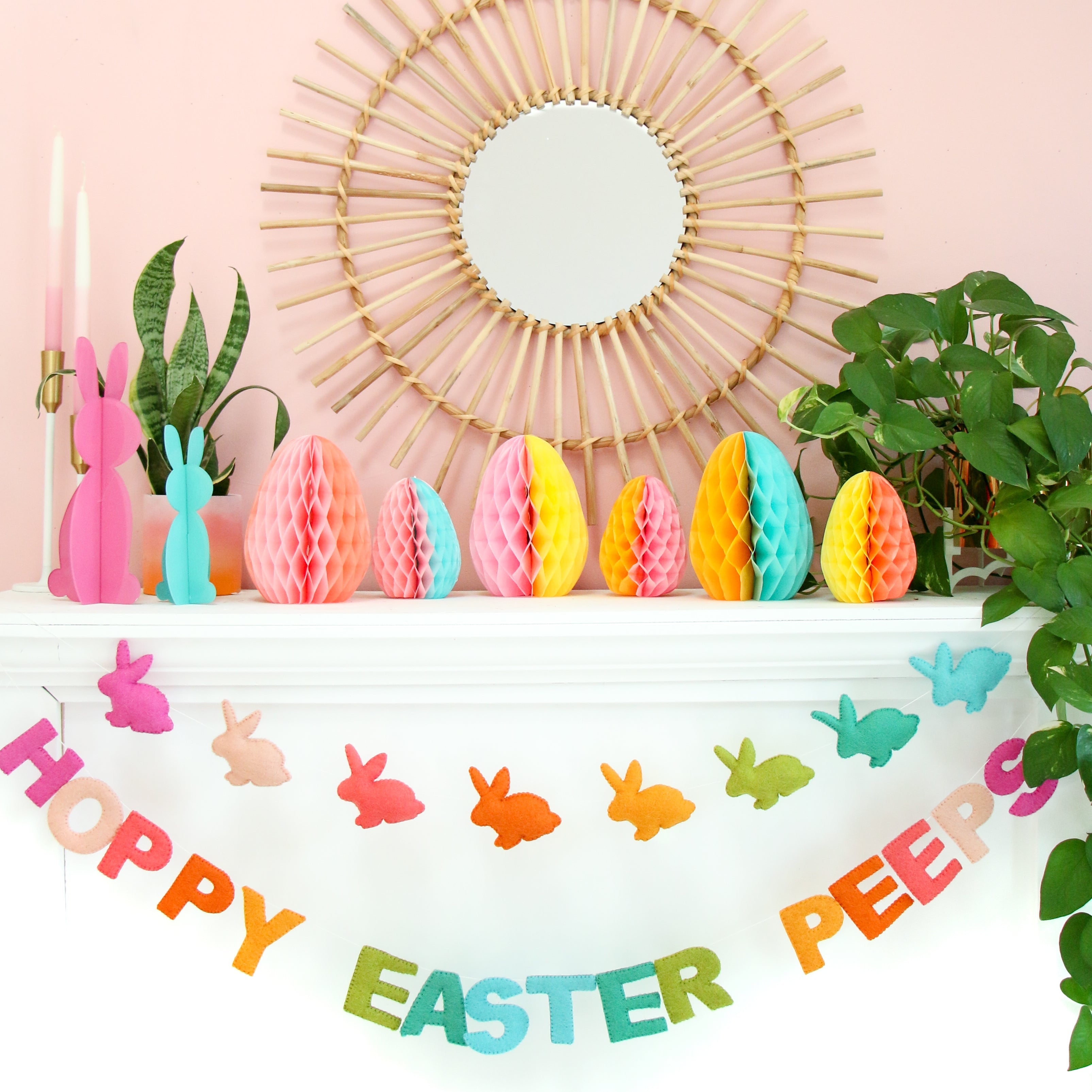 Color Blocked Egg Honeycomb Decorations