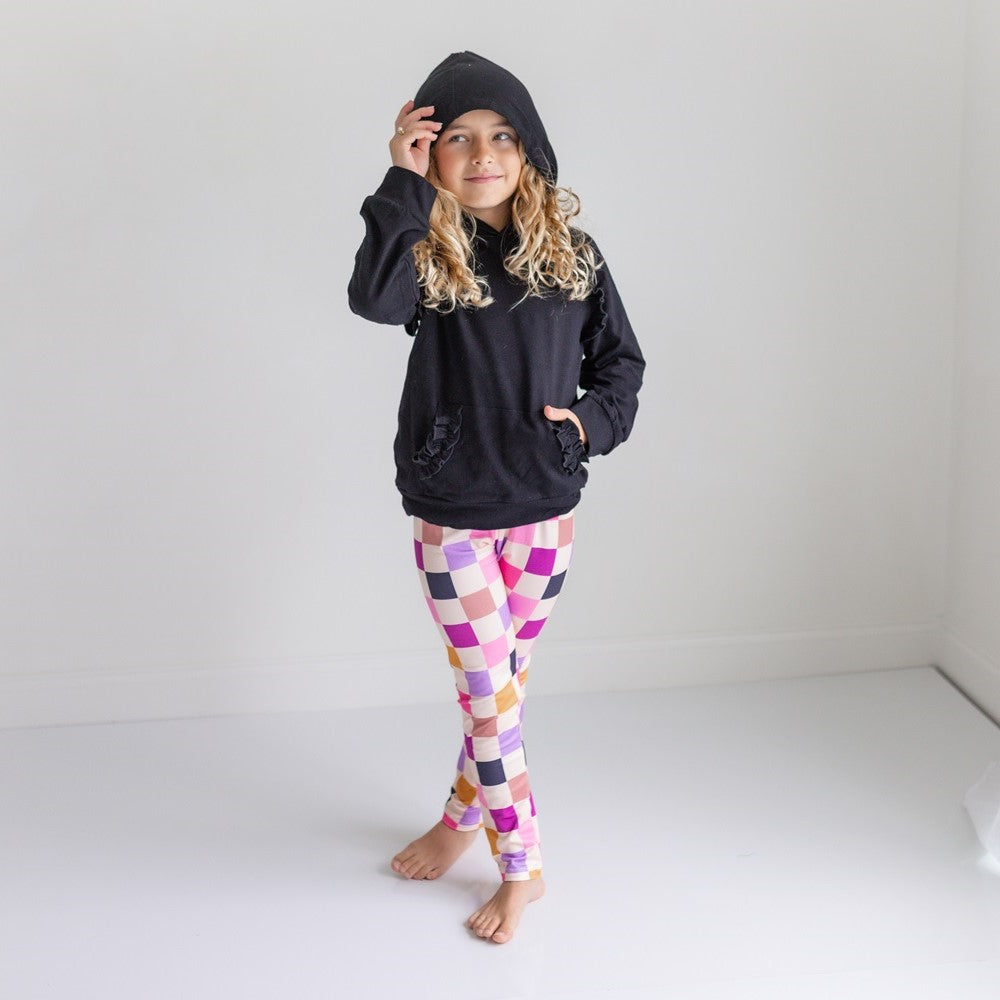 Dark Gray Check Hoodie Set