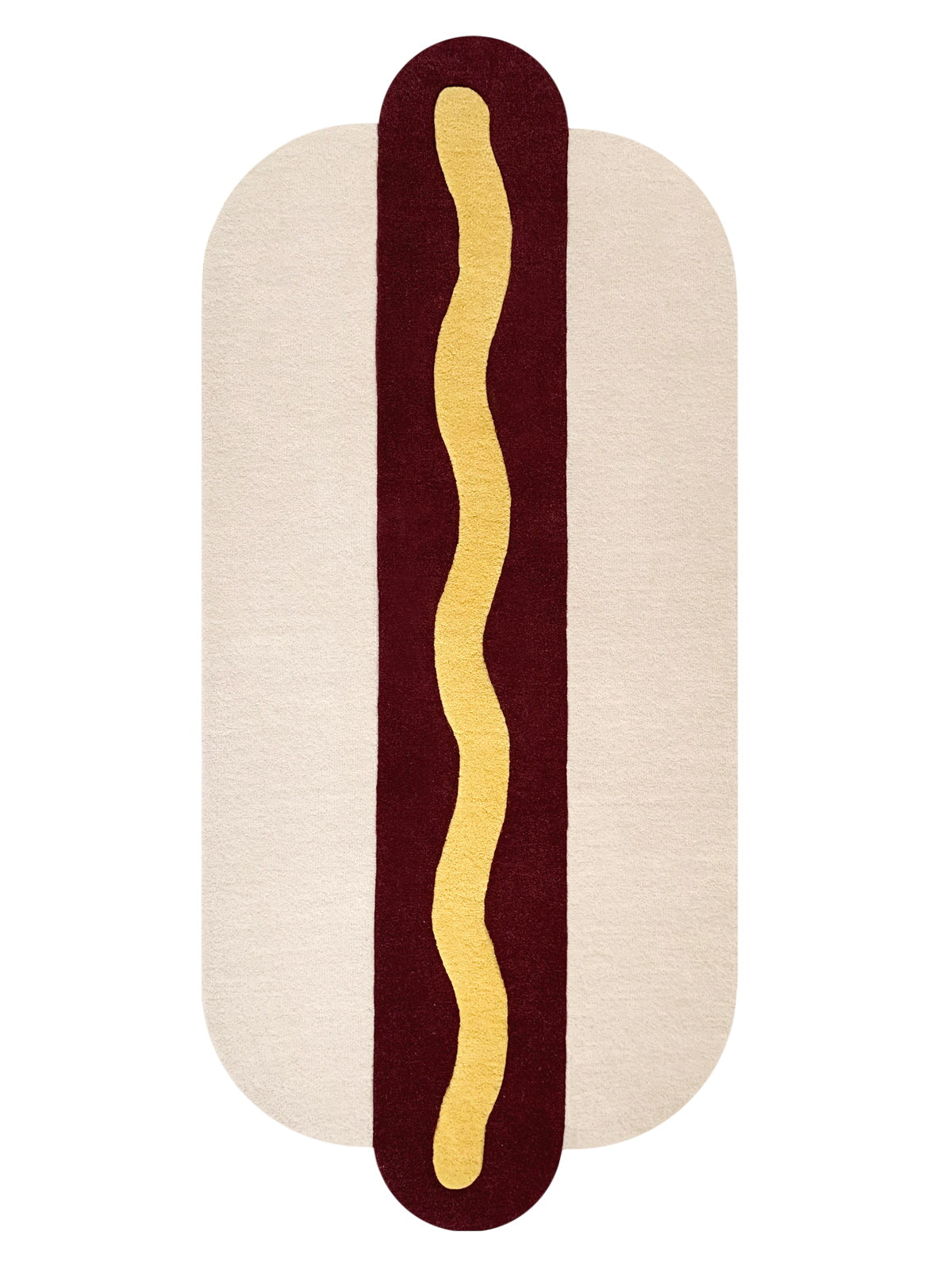 Rug Hot Dog Cream / Maroon And Yellow Print 4 X 6 Ft