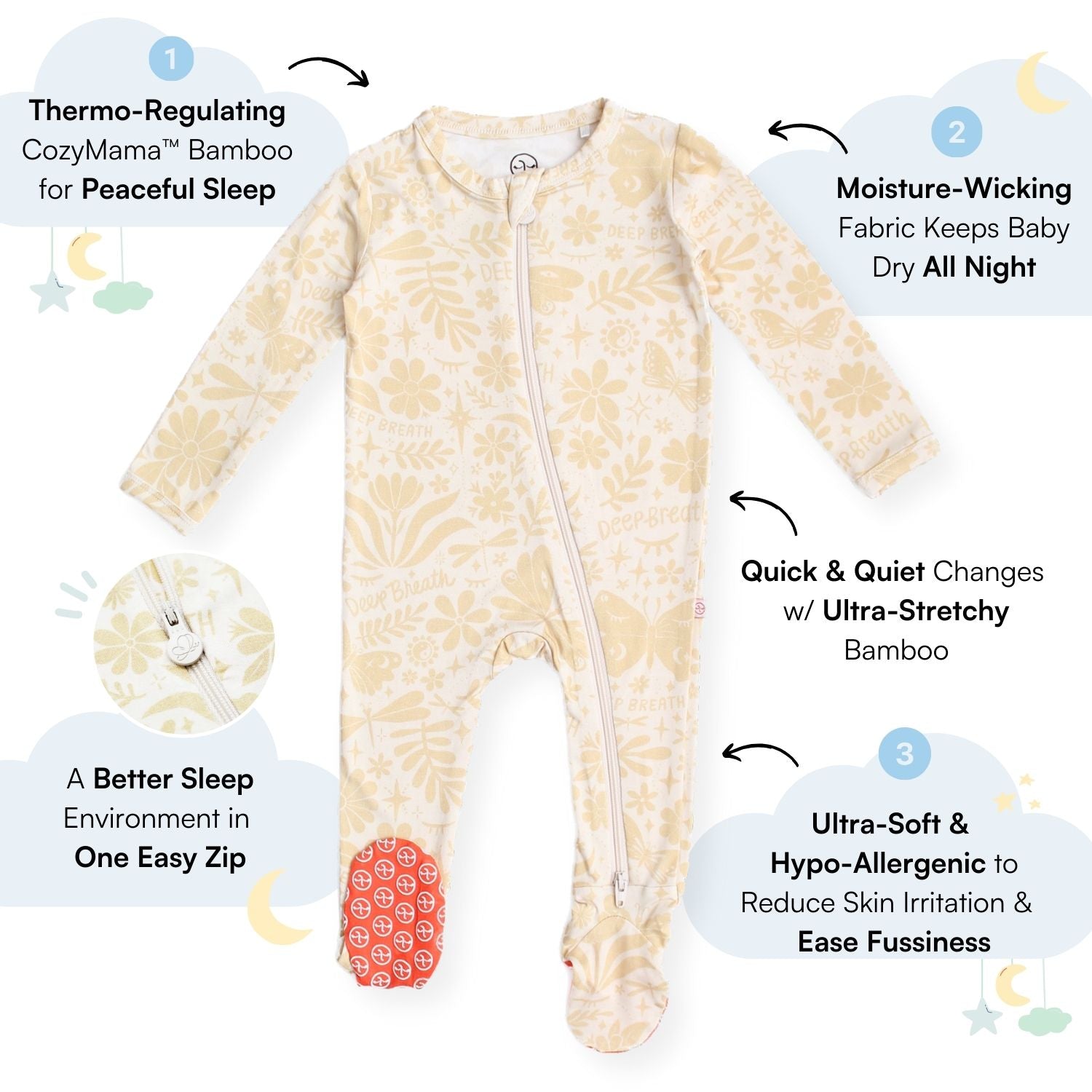 The Second-skin Footie | Om Baby (beige) | "deep Breath"