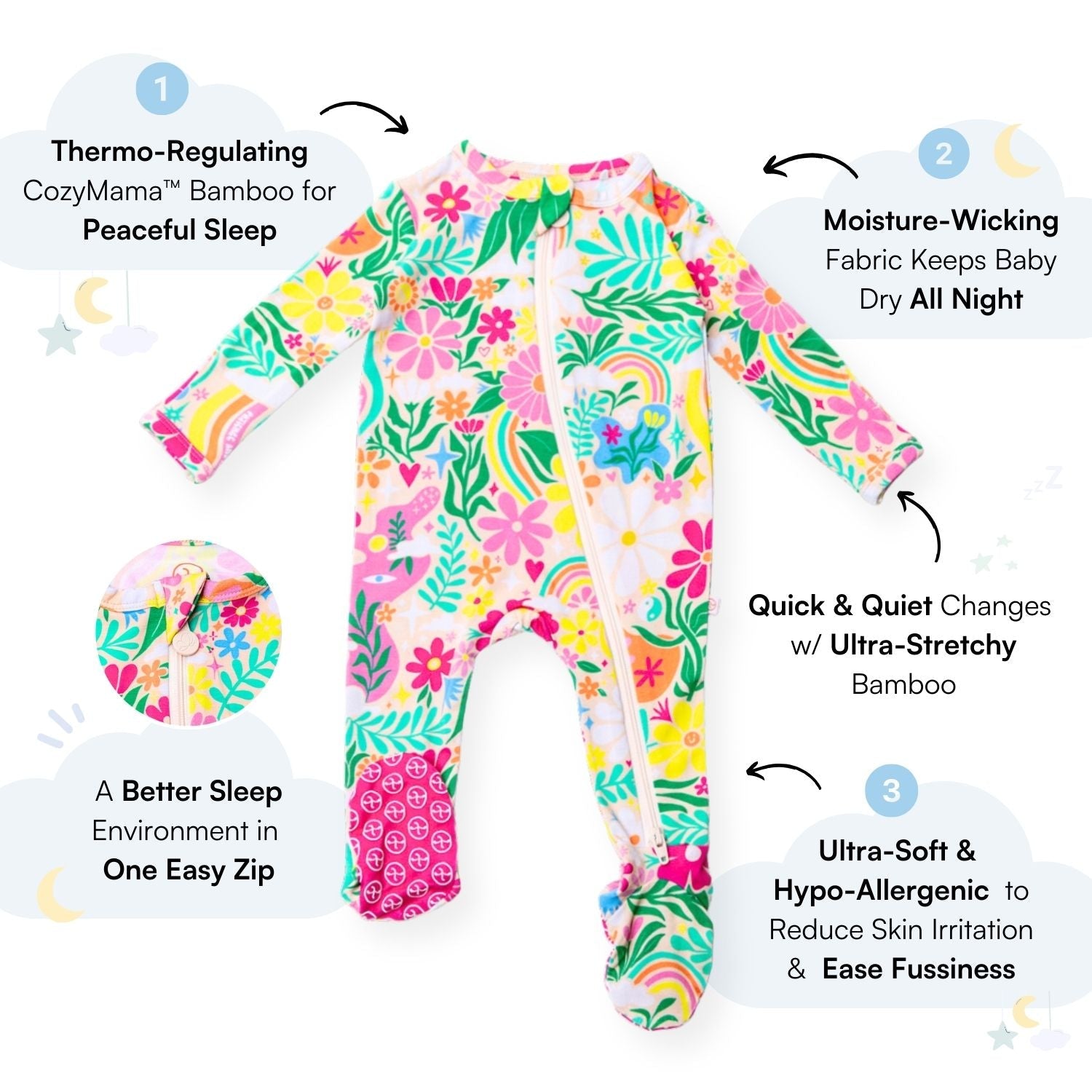 The Second-skin Footie | Rainbow Daisy Babe | "patience & Kindness"