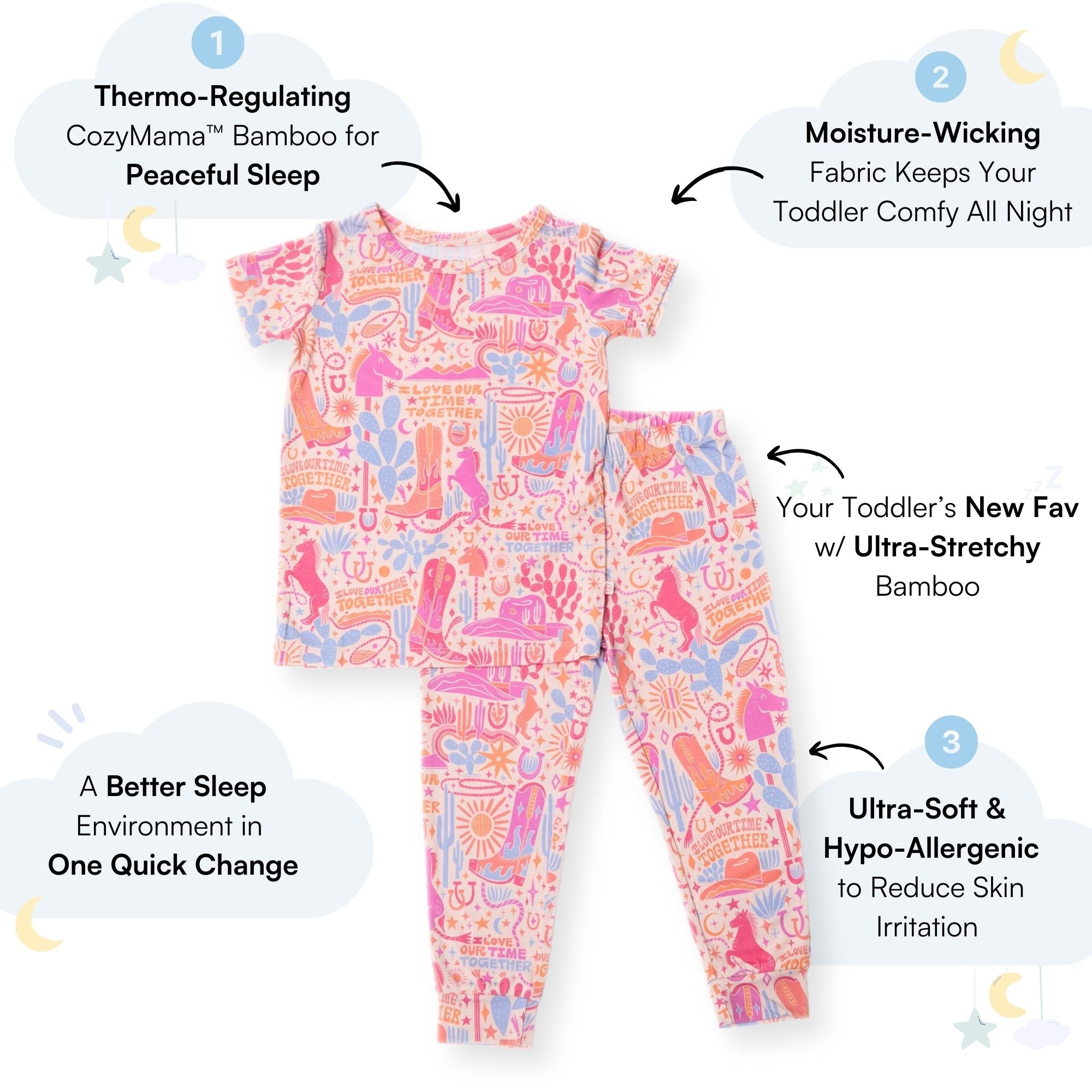 The Second-skin 2-piece Pajama | Saddle Up | "i Love Our Time Together"