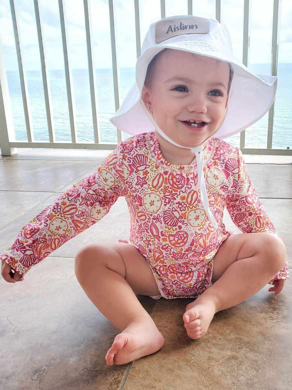 Pink Seashell Rash Guard Swimsuit