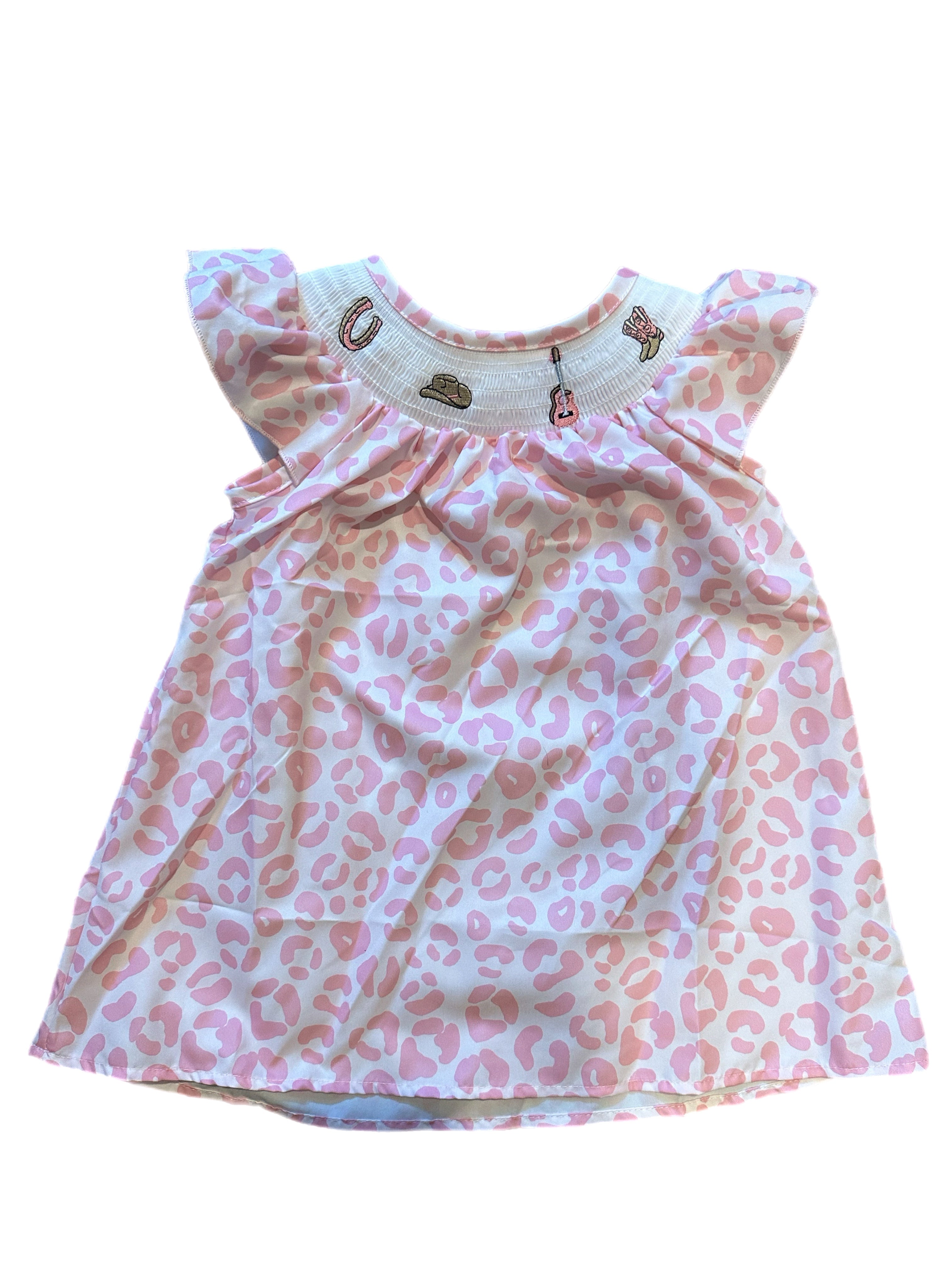 Leopard Western Smocked Dress