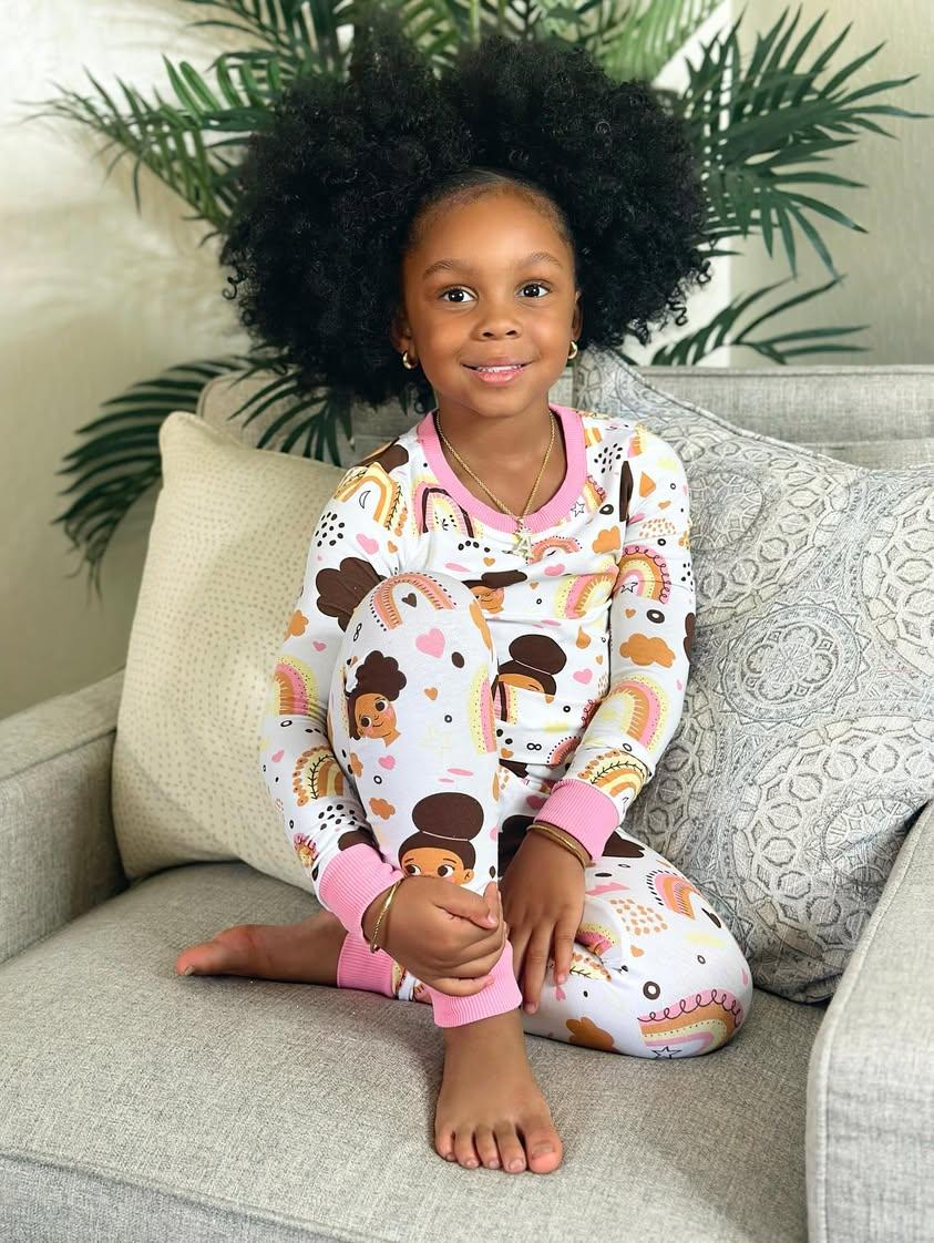 Afros And Rainbows Boho Snug Fit Pajamas Set Girls Toddler Size 4t - 12