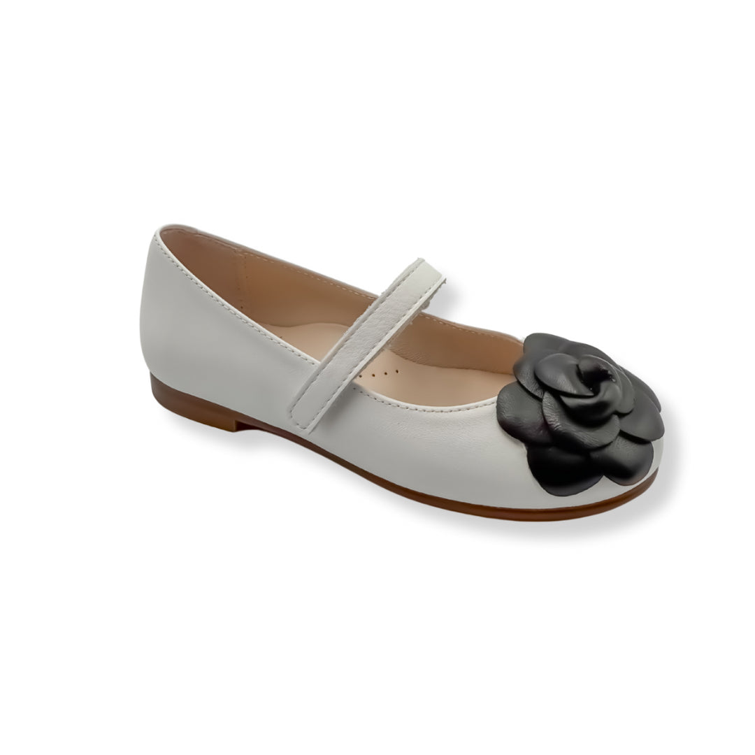 Camille- White/black Leather Mary Jane Shoes