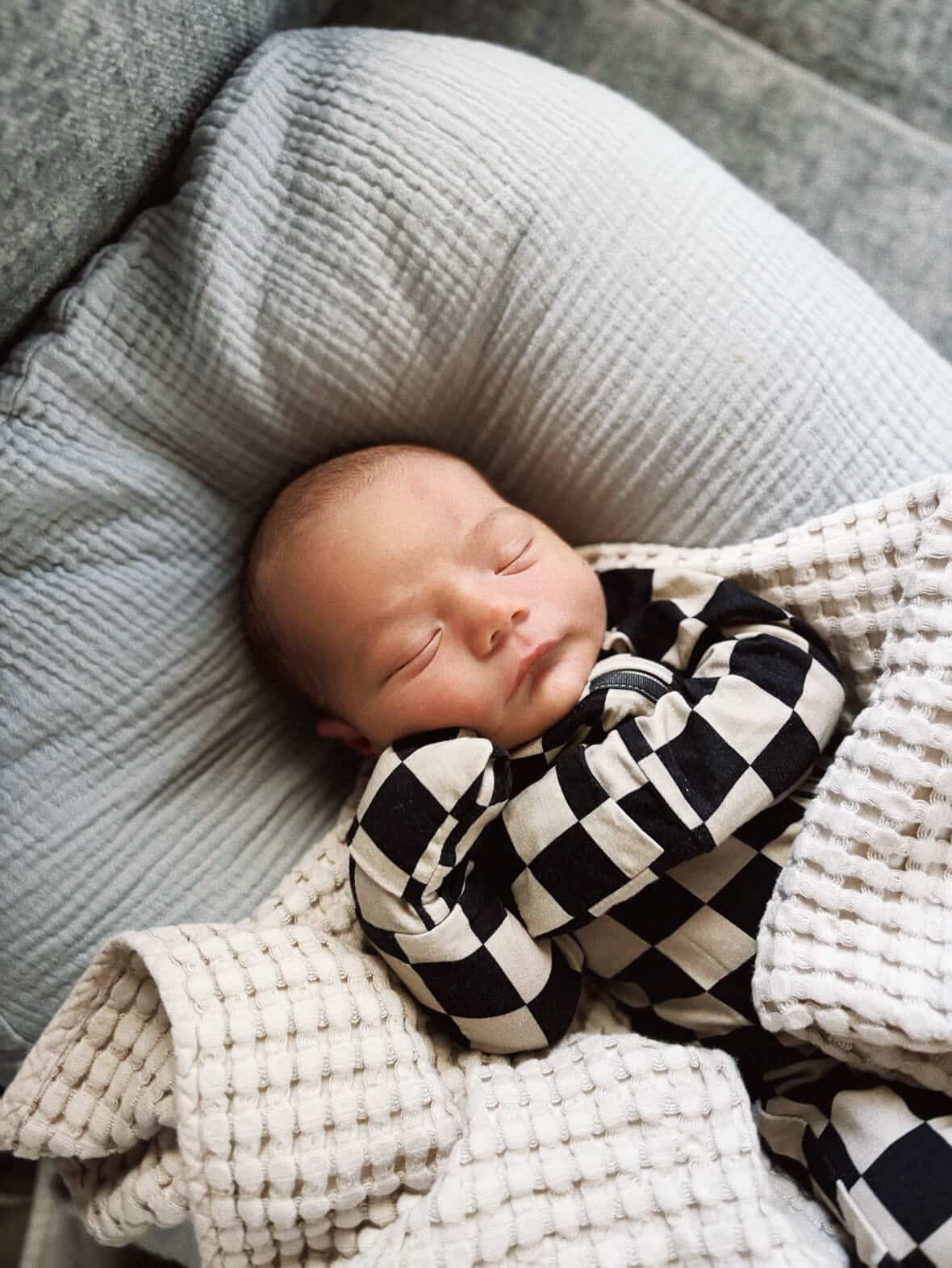 Bamboo Zip Pajamas | Black Checkerboard