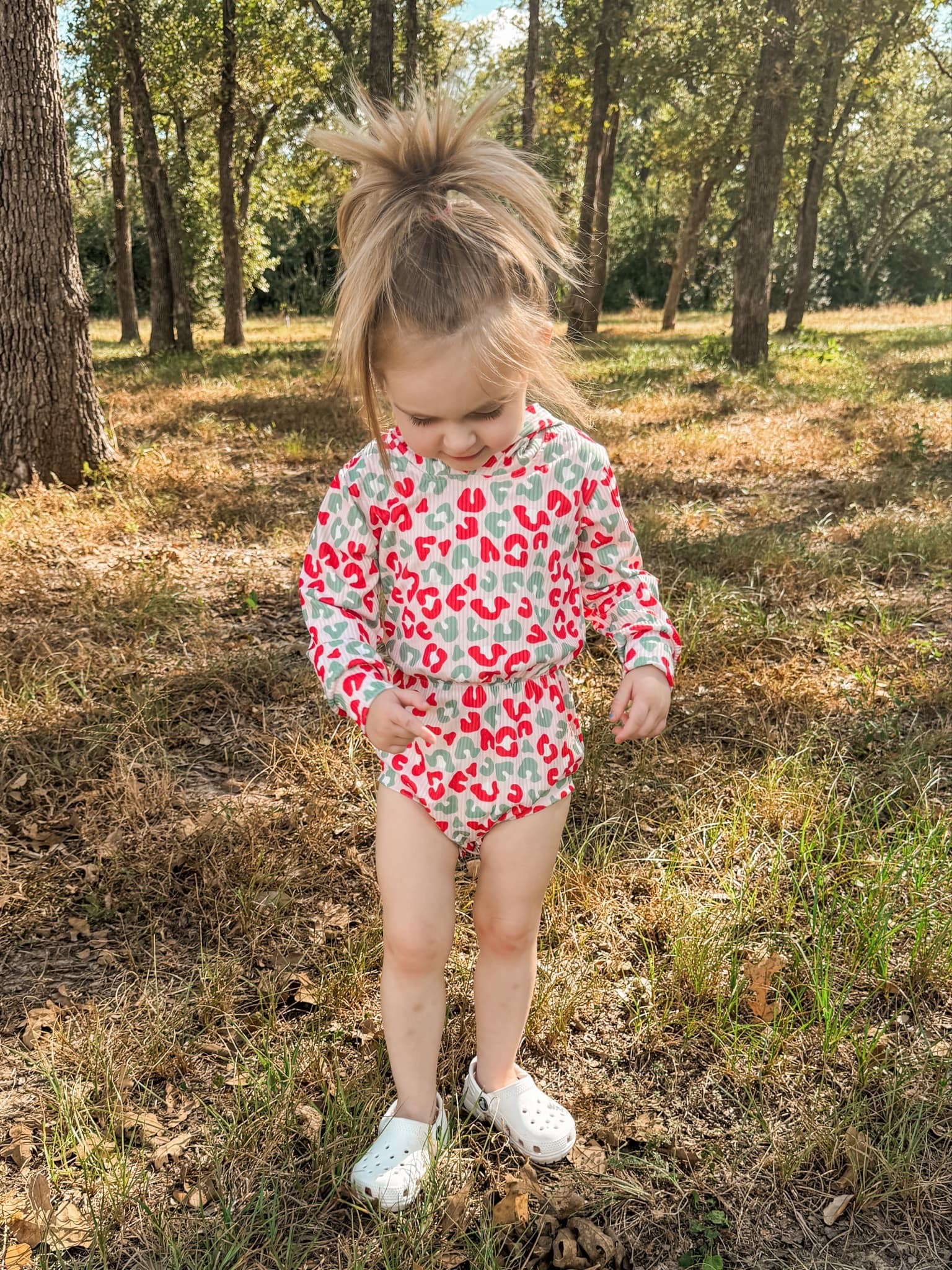 Christmas Leopard Ribbed Hooded Romper