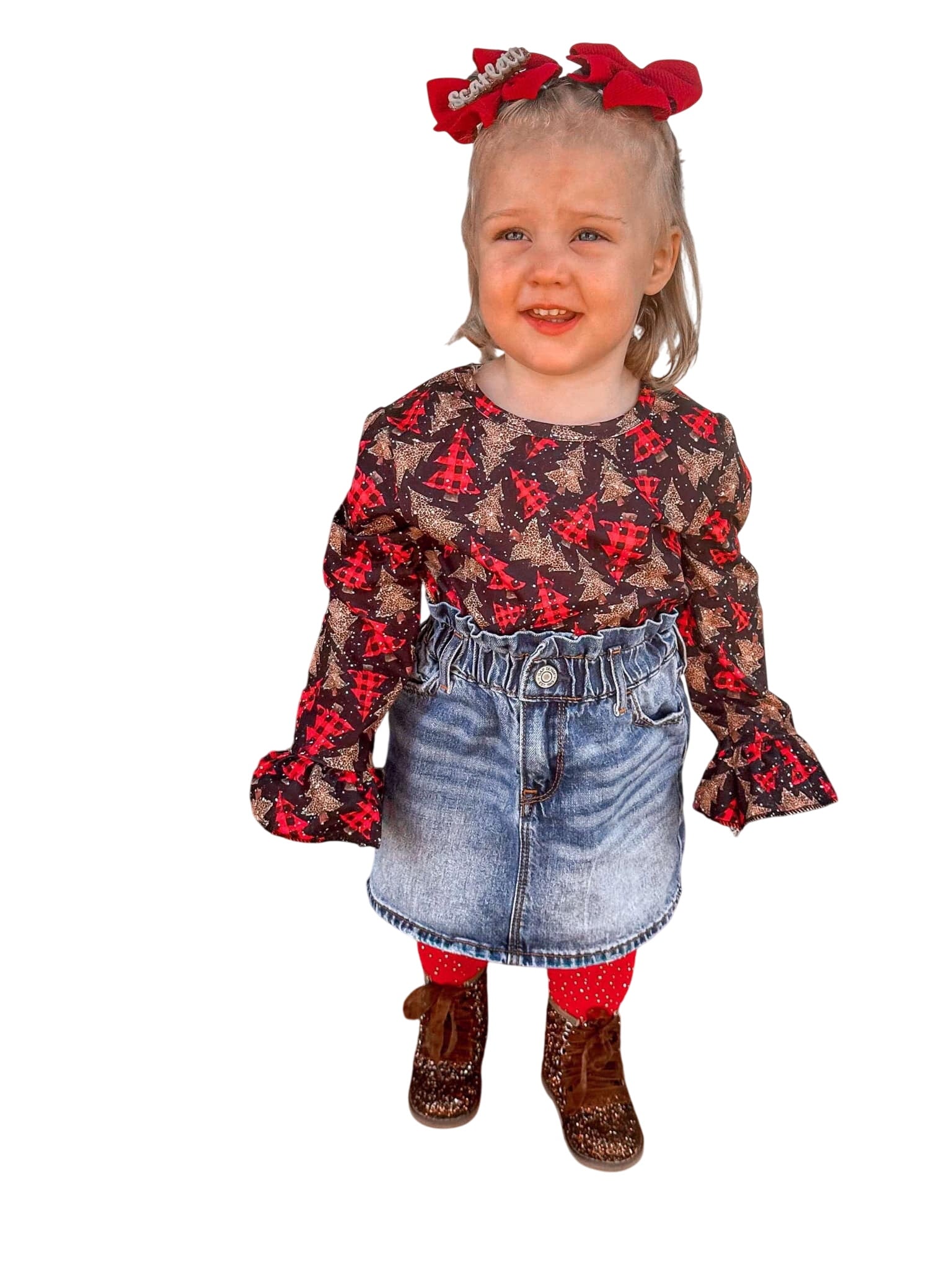 Trio Trees Bell Sleeve Top