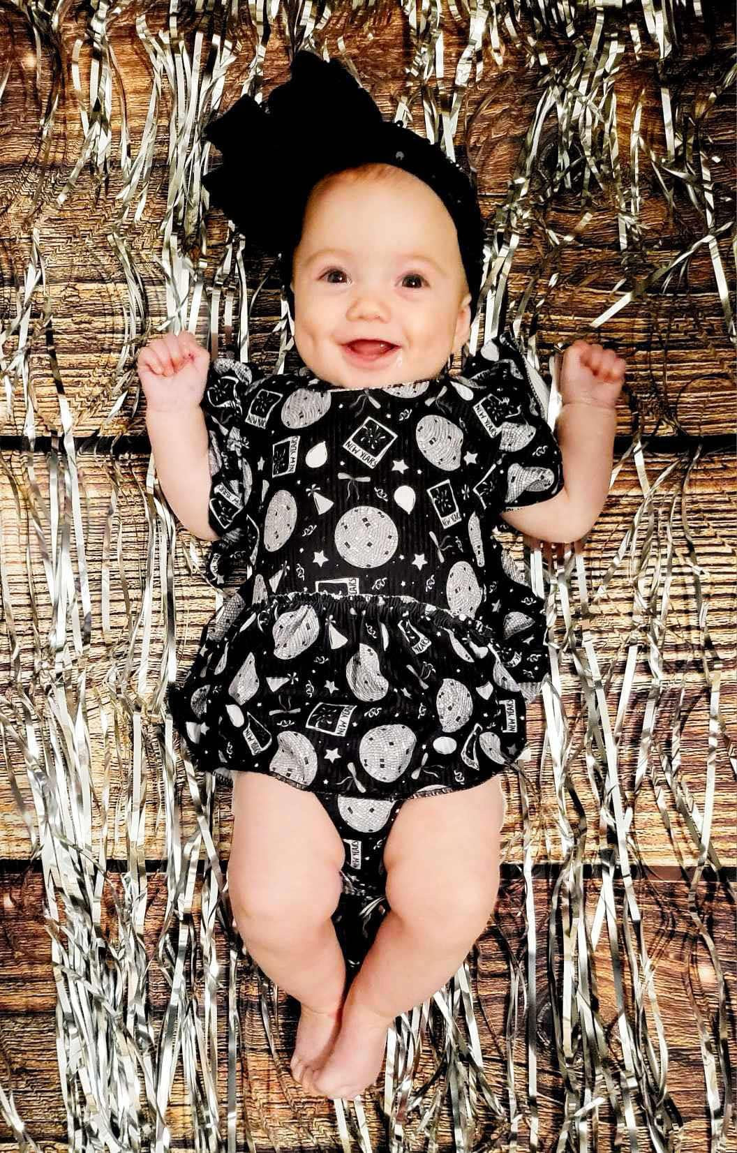 New Year Party Ribbed Skirted Romper