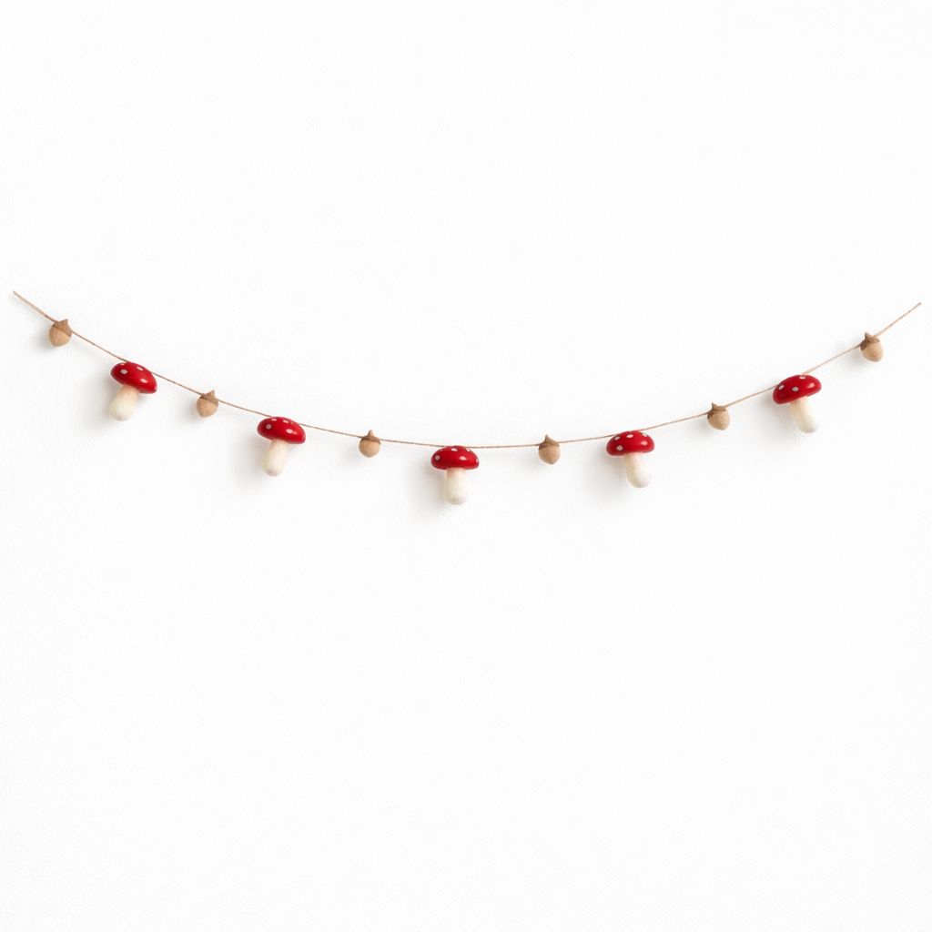 Felt Mushroom And Acorn Garland