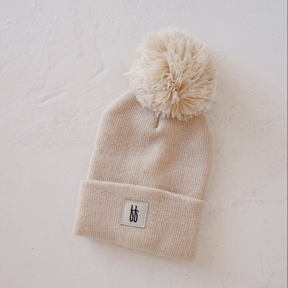 Ff Pom Top Knit Beanie | Oatmeal