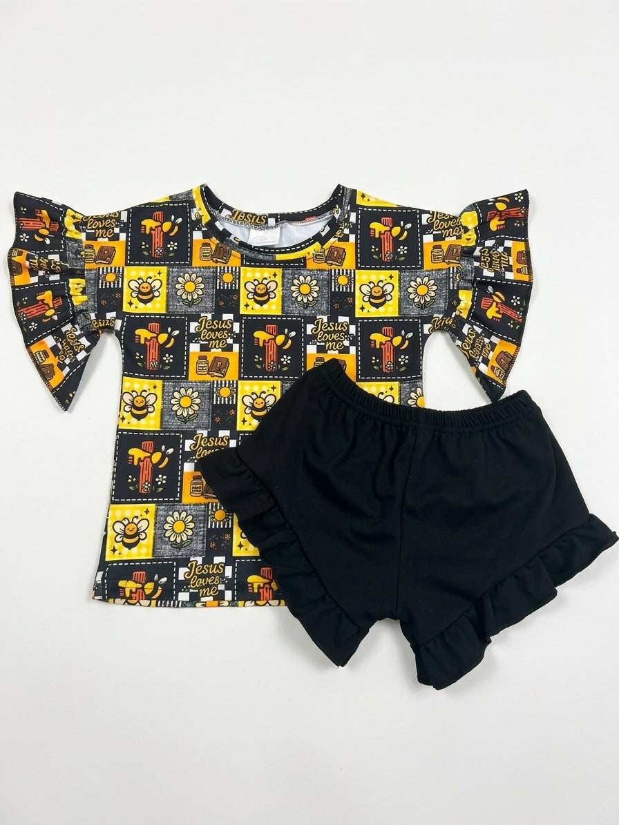 Jesus Loves Me Patchwork Ruffle Set