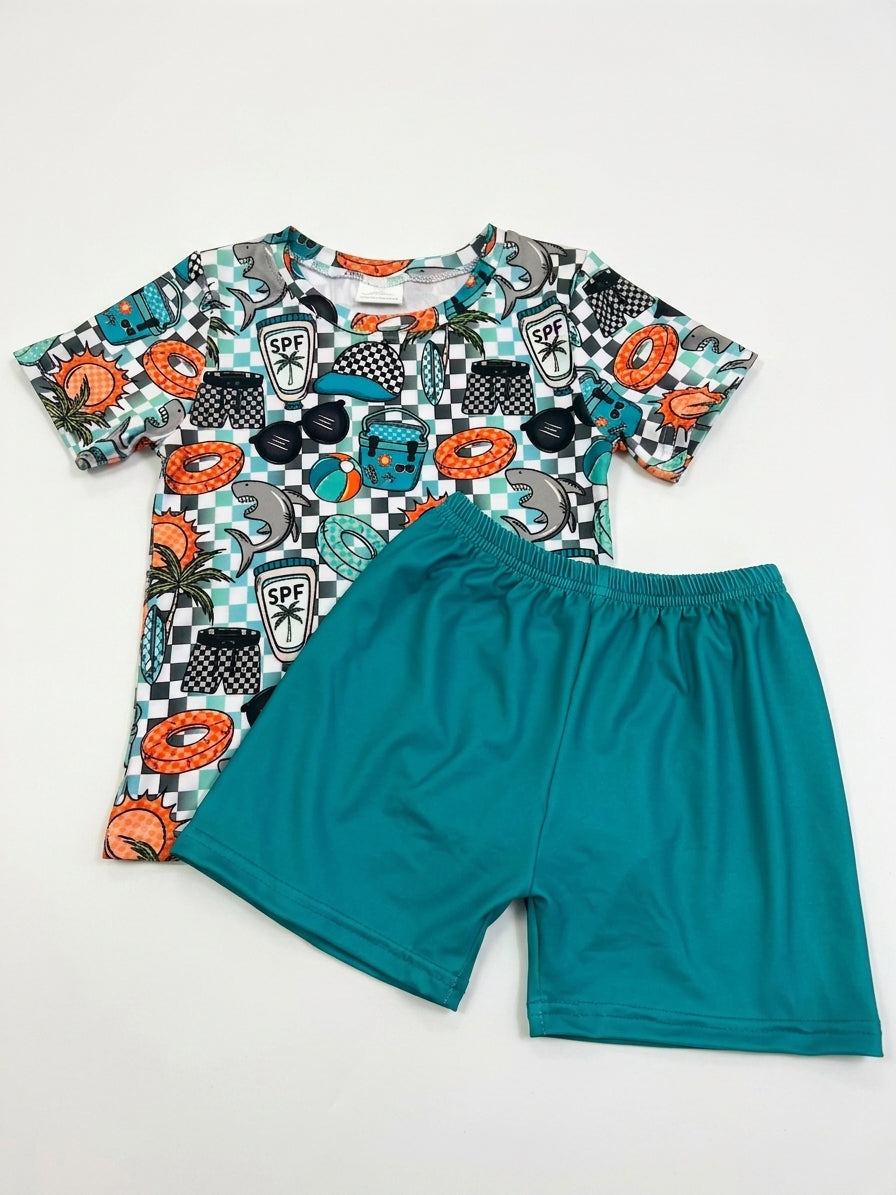 Beach Checkered Boy Set