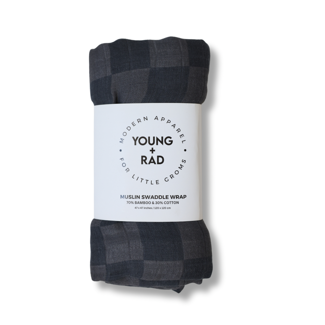 Monochrome Checkered Muslin Wrap