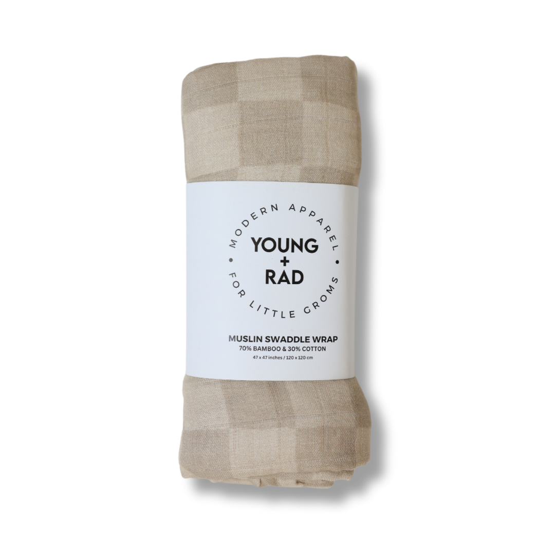 Neutral Checkered Muslin Wrap