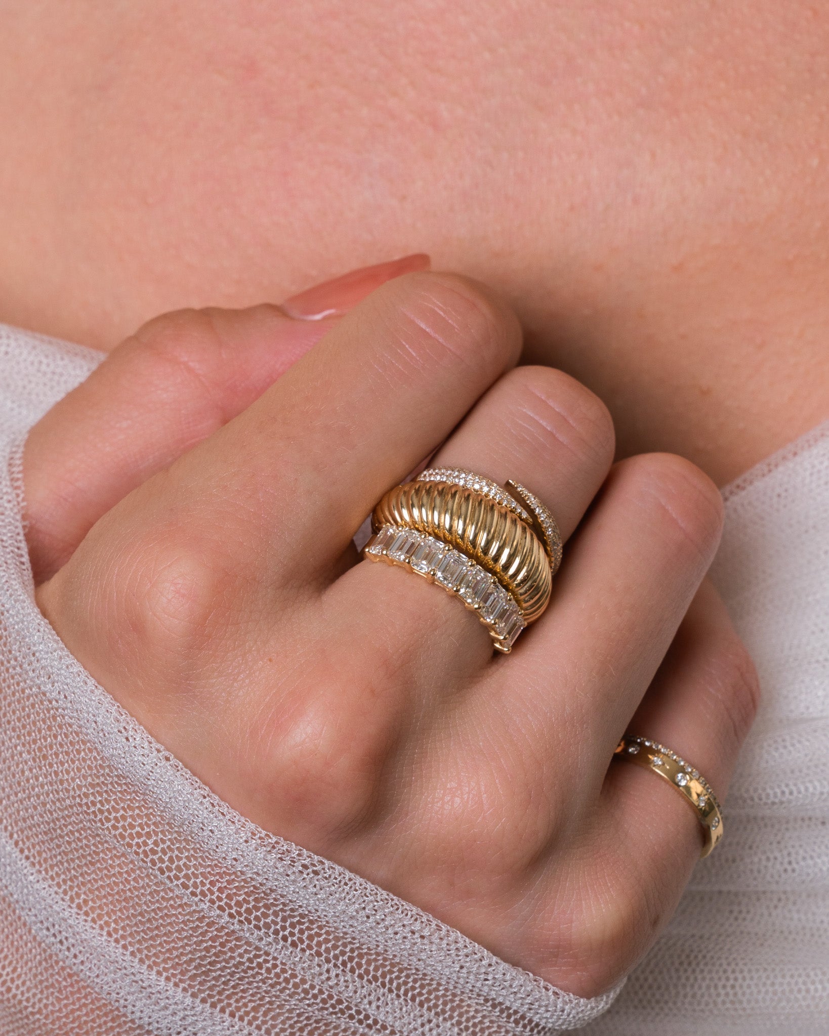 Pave Diamond Spike Claw Ring