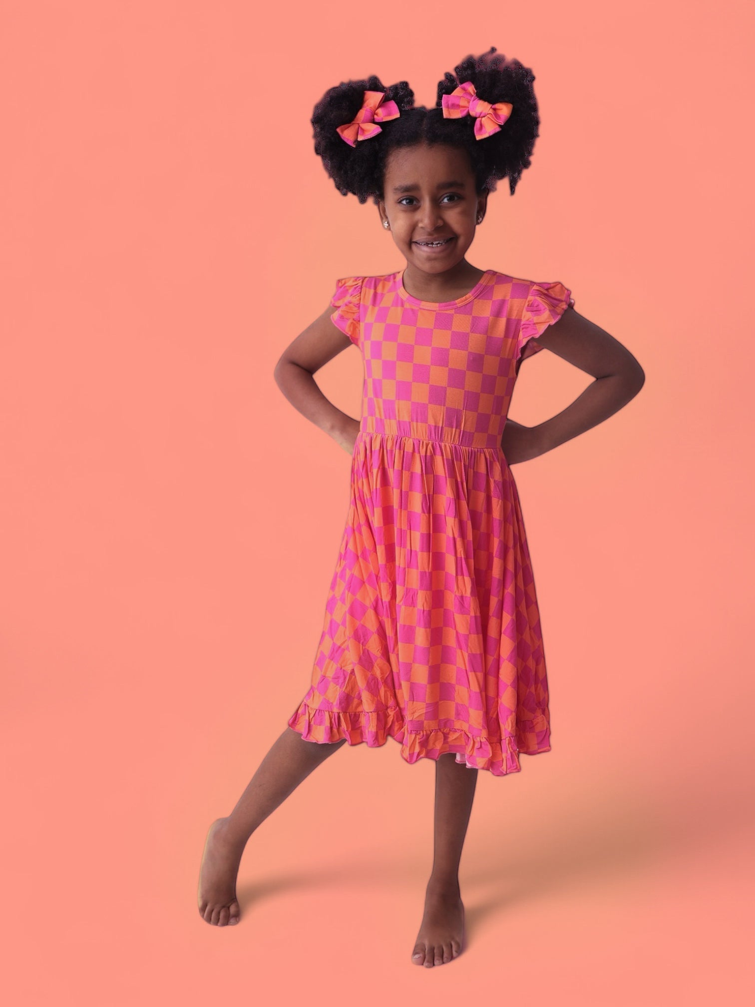 Neon Dreams Checkers Dream Ruffle Dress