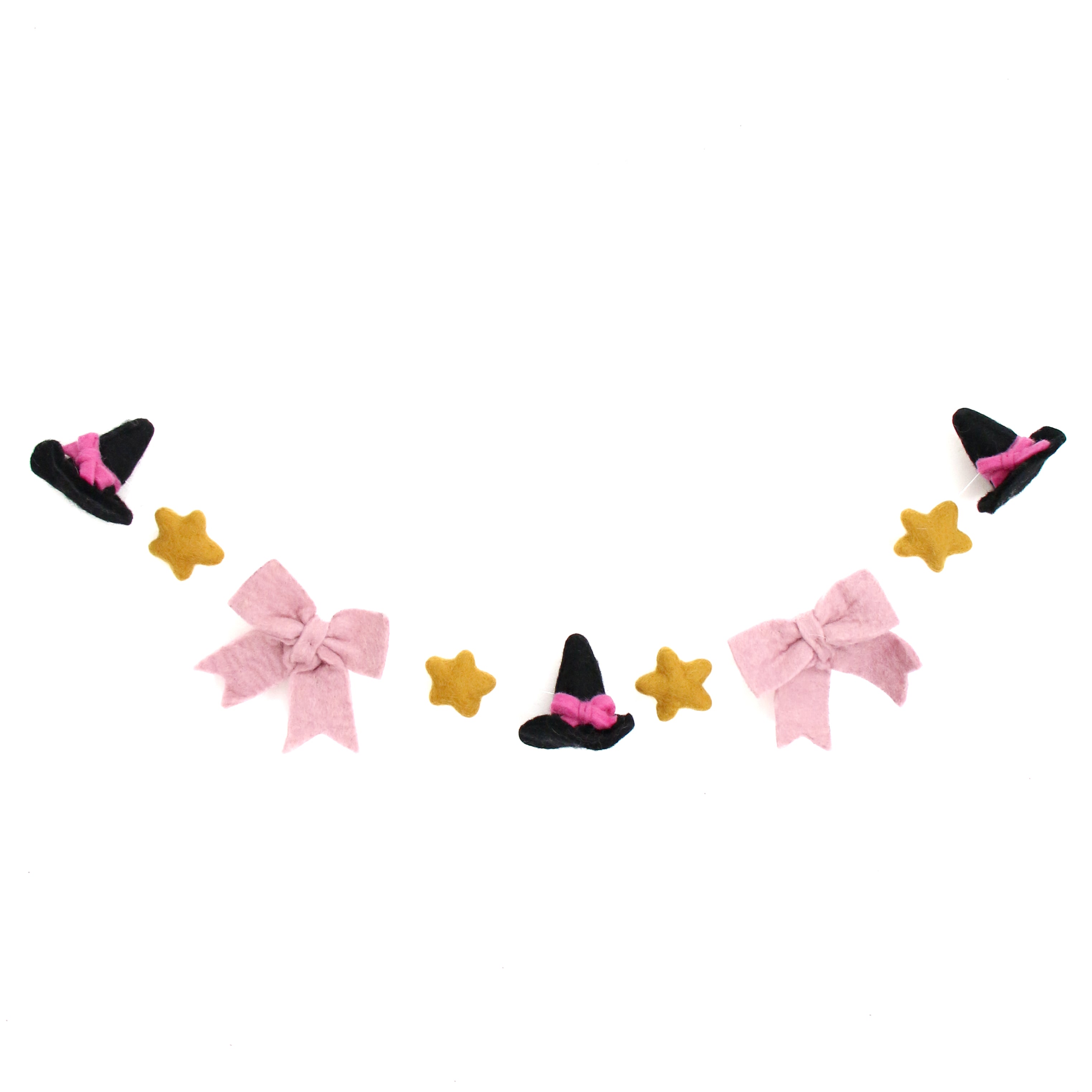 Witch Hat, Stars, And Bows Felt Garland
