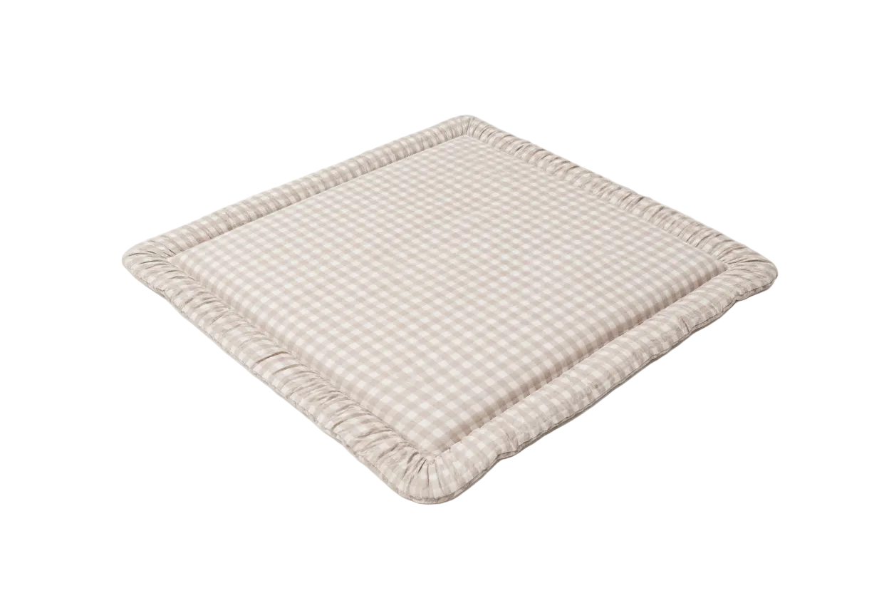 Beige Gingham Padded Baby Play Mat