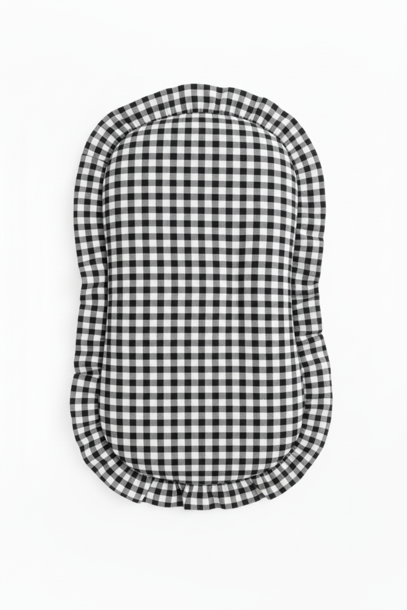 Black Gingham Ruffle Baby Lounger Cover (Ships June 8)