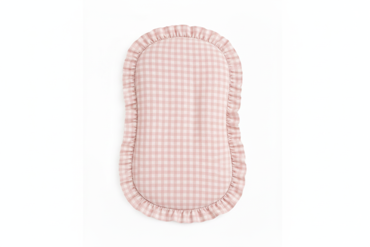 Pink Gingham Ruffle Baby Lounger Cover
