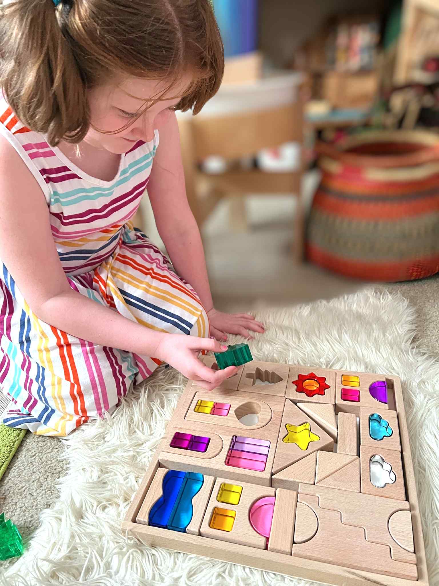 45-piece Dreamlight Village Lucite Block Set With Wooden Tray