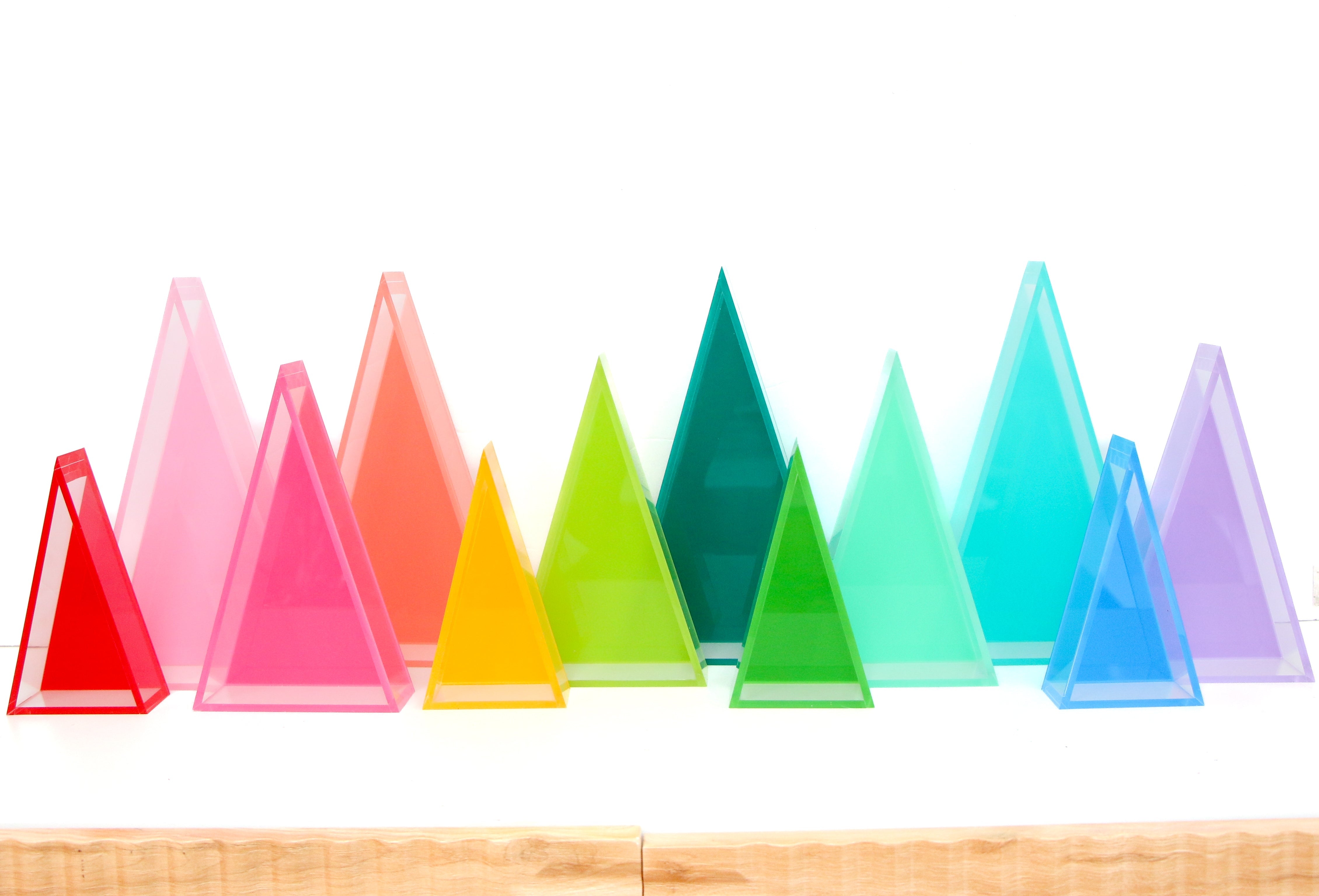 Pink And Red Set Acrylic Triangle Christmas Tree Decorations