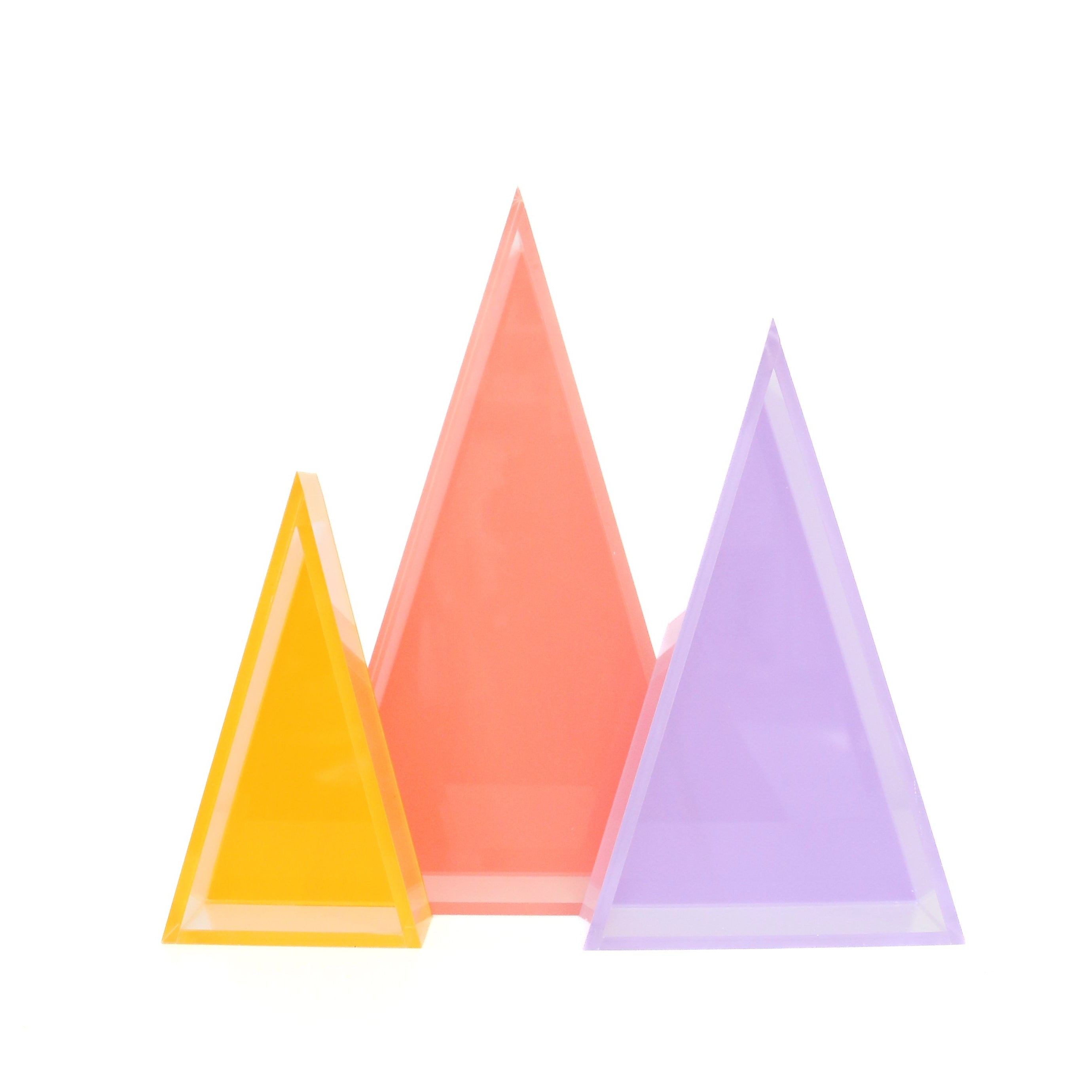 Lavender, Coral, And Yellow Set Acrylic Triangle Christmas Tree Decorations