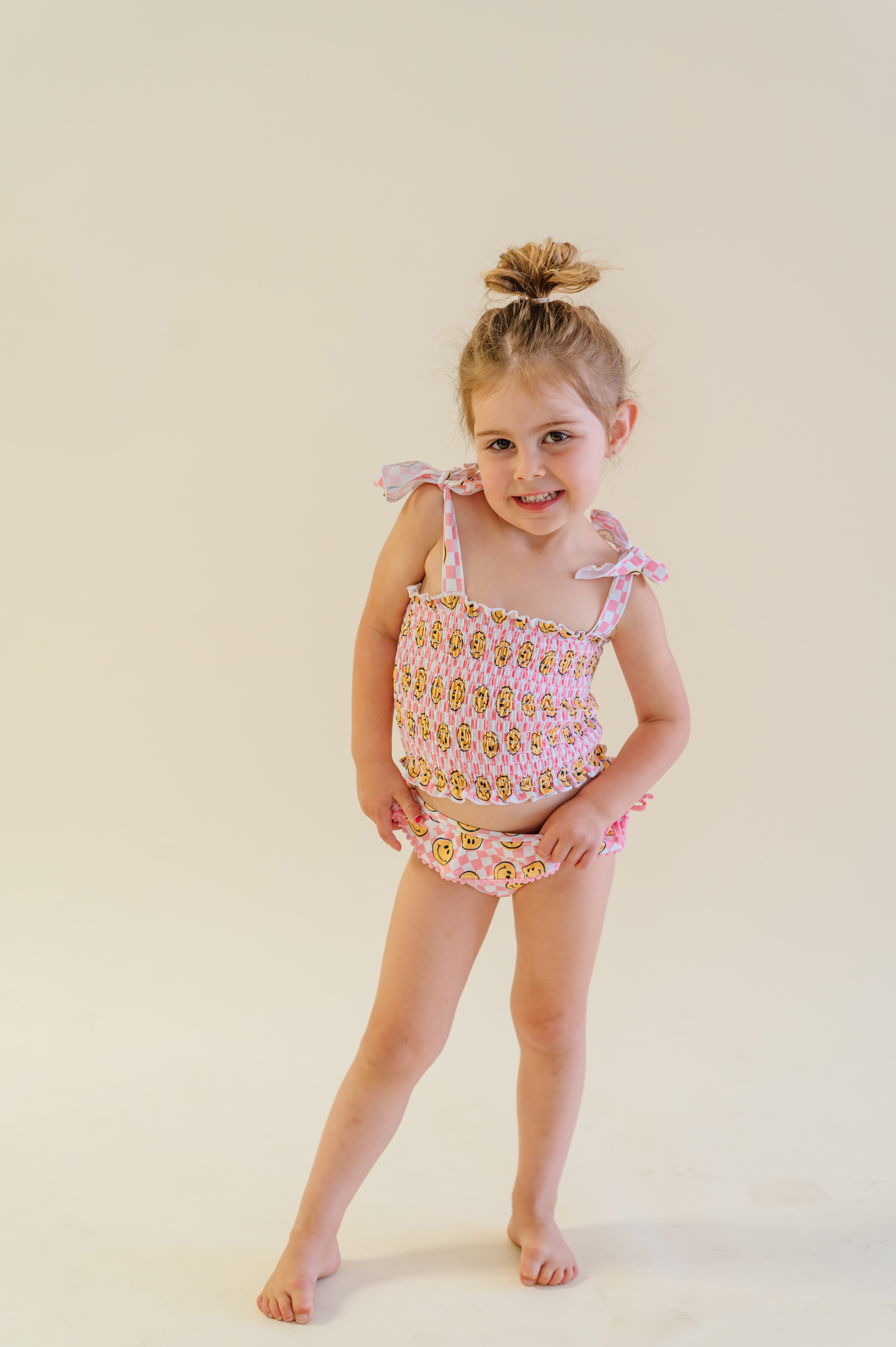 Blushin' Checkers Dream Smocked Tankini Two Piece Swim Suit