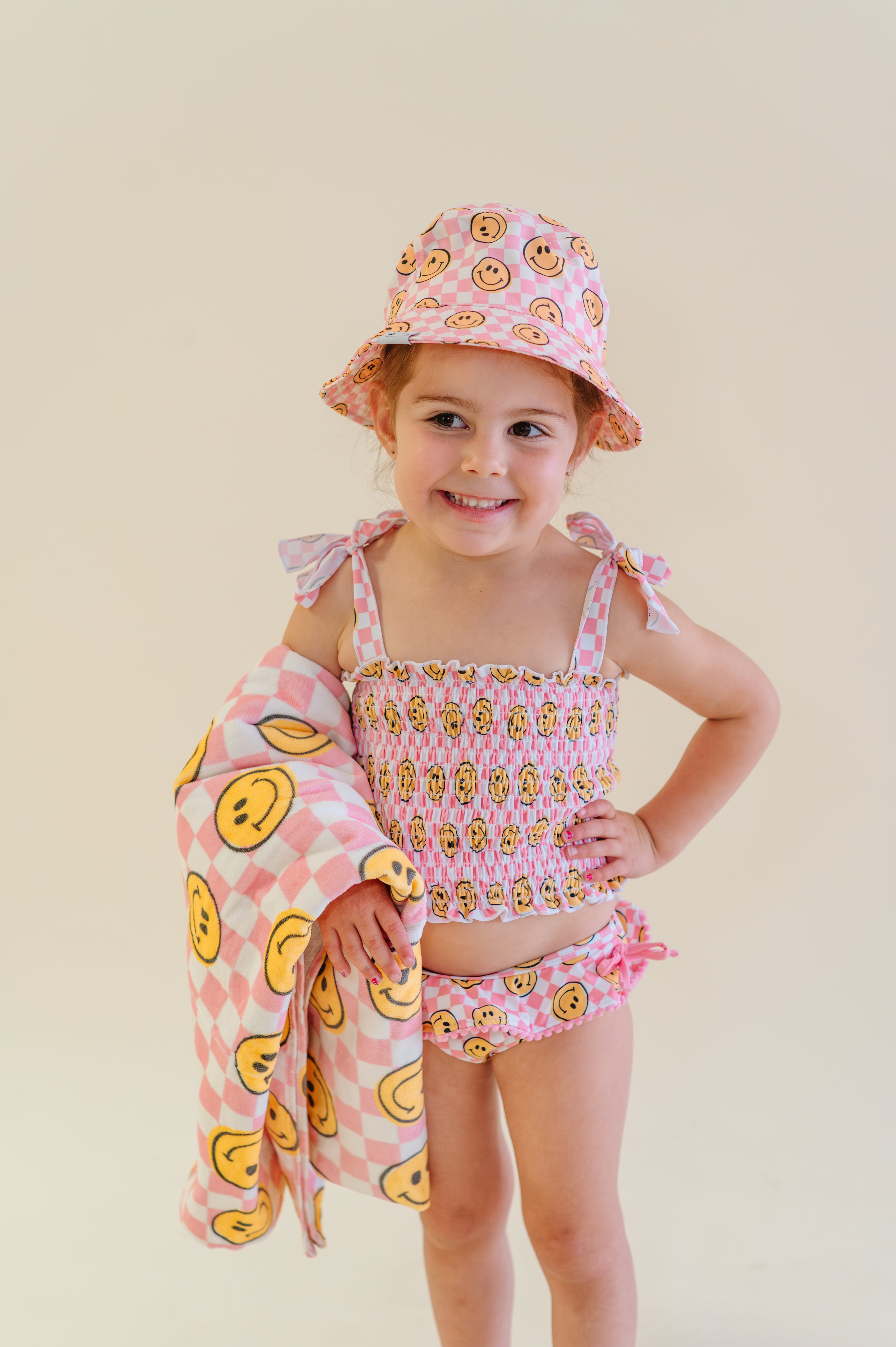 Blushin' Checkers Dream Smocked Tankini Two Piece Swim Suit