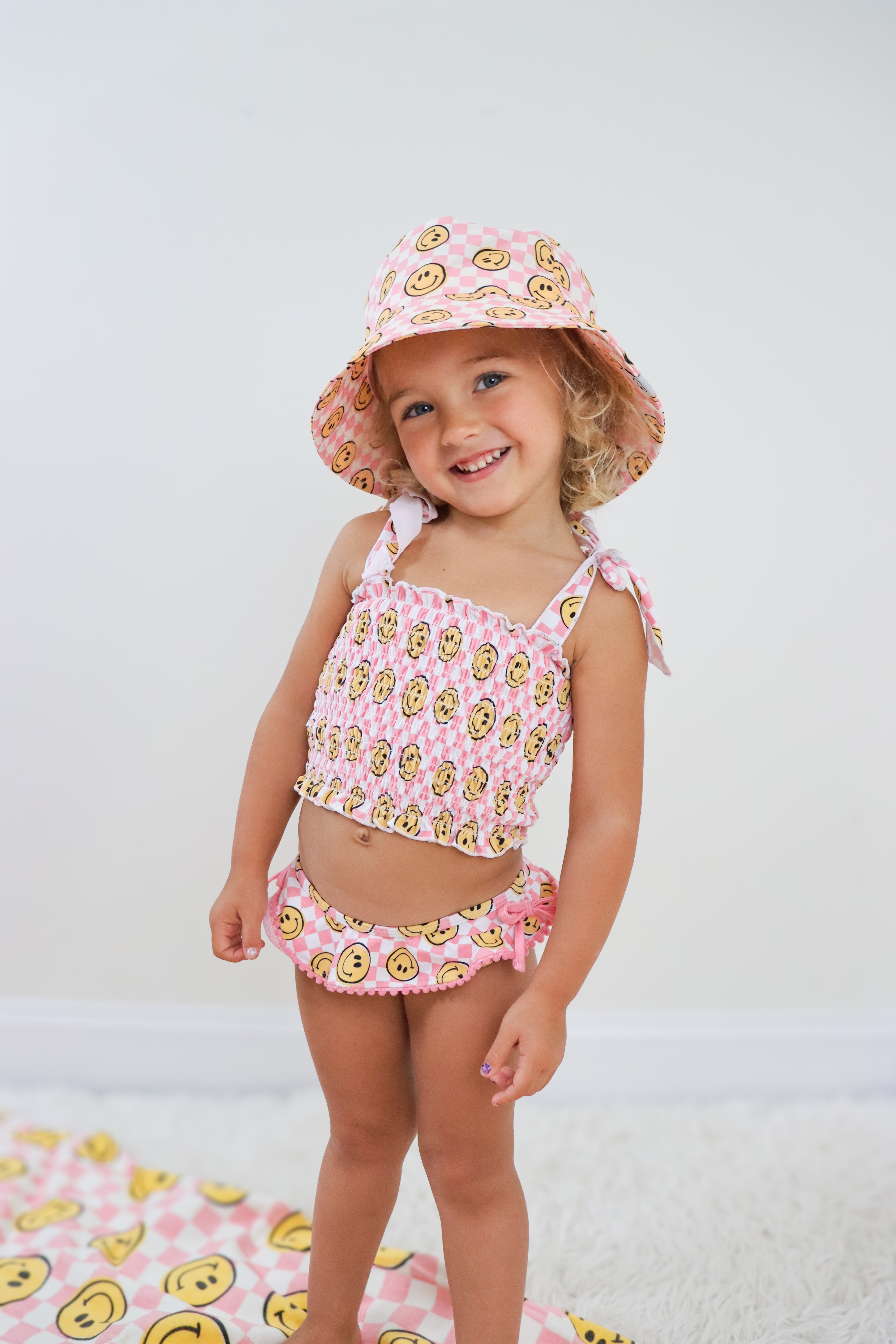 Blushin' Checkers Dream Smocked Tankini Two Piece Swim Suit